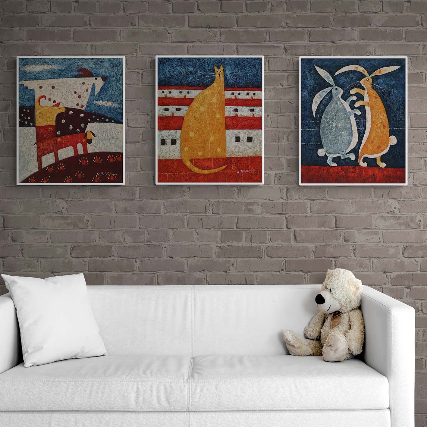 Cuadro Tríptico Infantil Animales 50x60 cm [3 piezas]