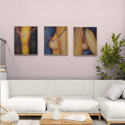 Cuadro Triptico Mujer Pinturas 50x60 cm [3 piezas]