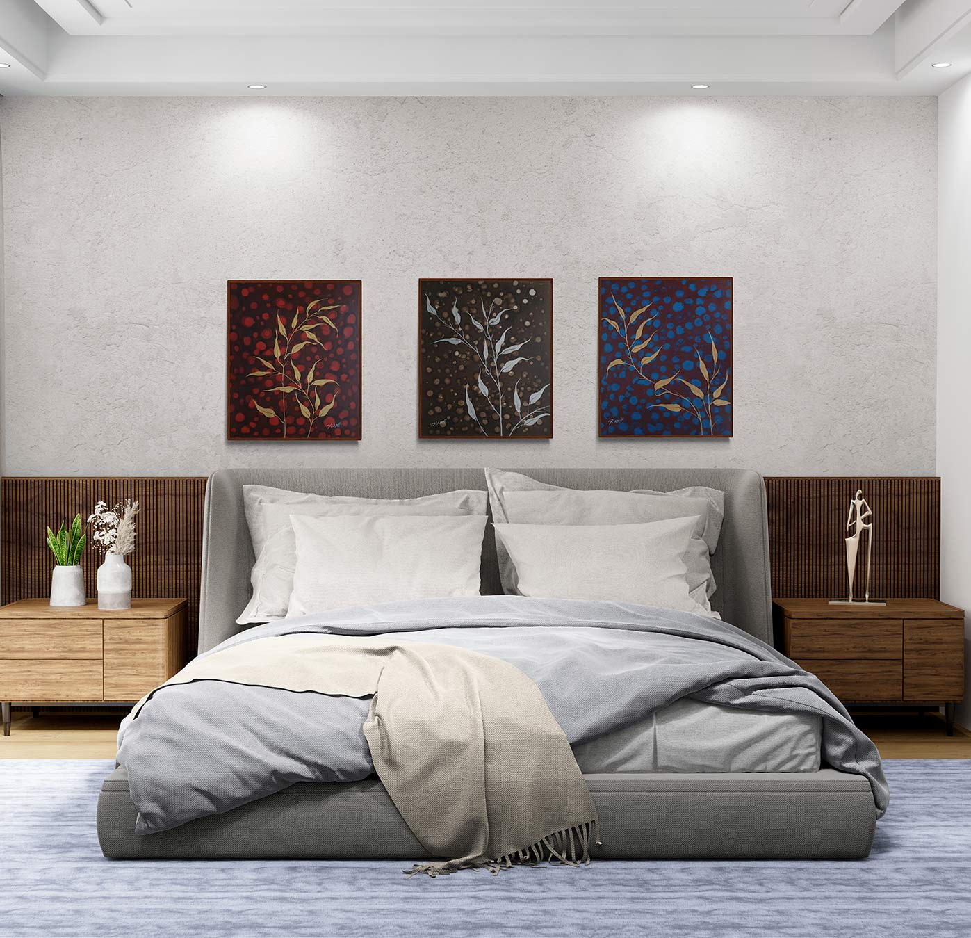 Cuadro Triptico Ramas Decorativas 50x60 cm [3 piezas]