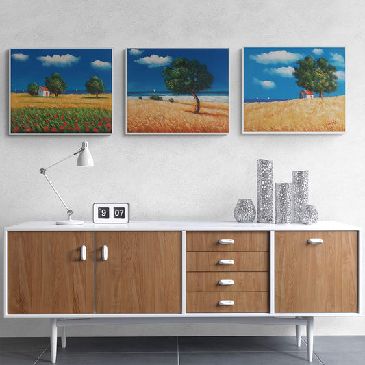 Cuadro Triptico en el Campo 50x60 cm [3 piezas]