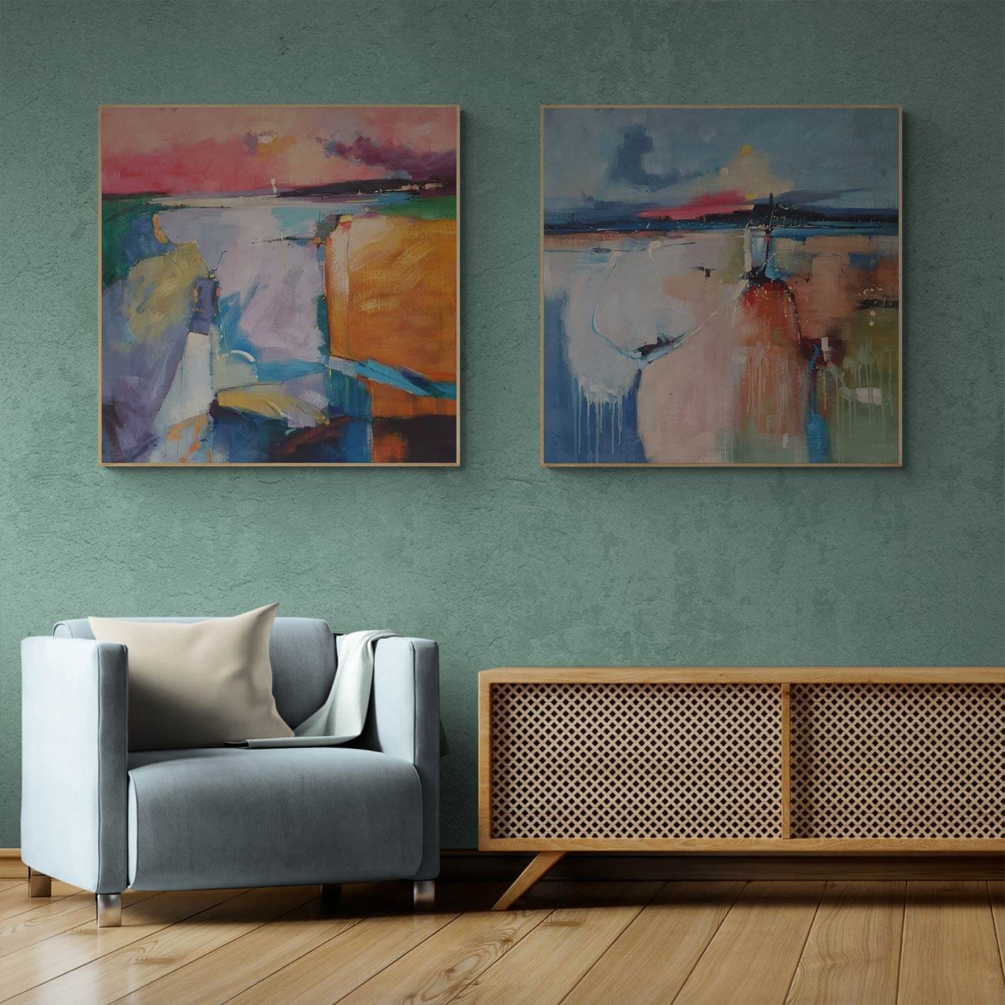 Cuadro abstracto Díptico Alez  100x100 cm
