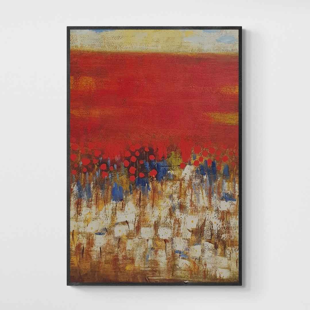 Cuadro Abstracto Campo Amapolas  60x90 cm