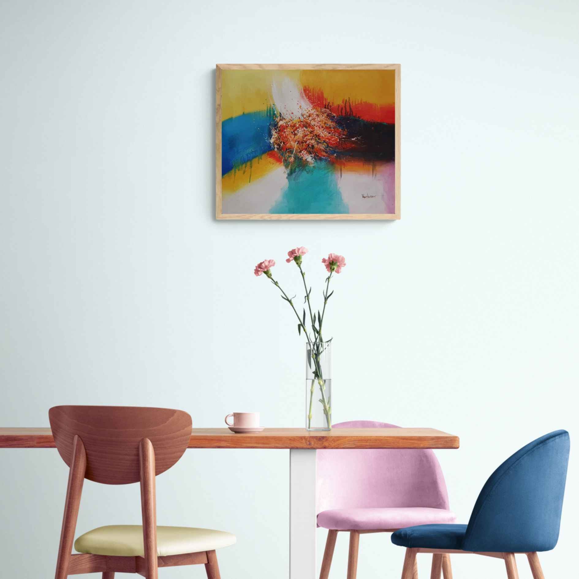 Cuadro al óleo en estilo contemporáneo con textura y trazos dinámicos