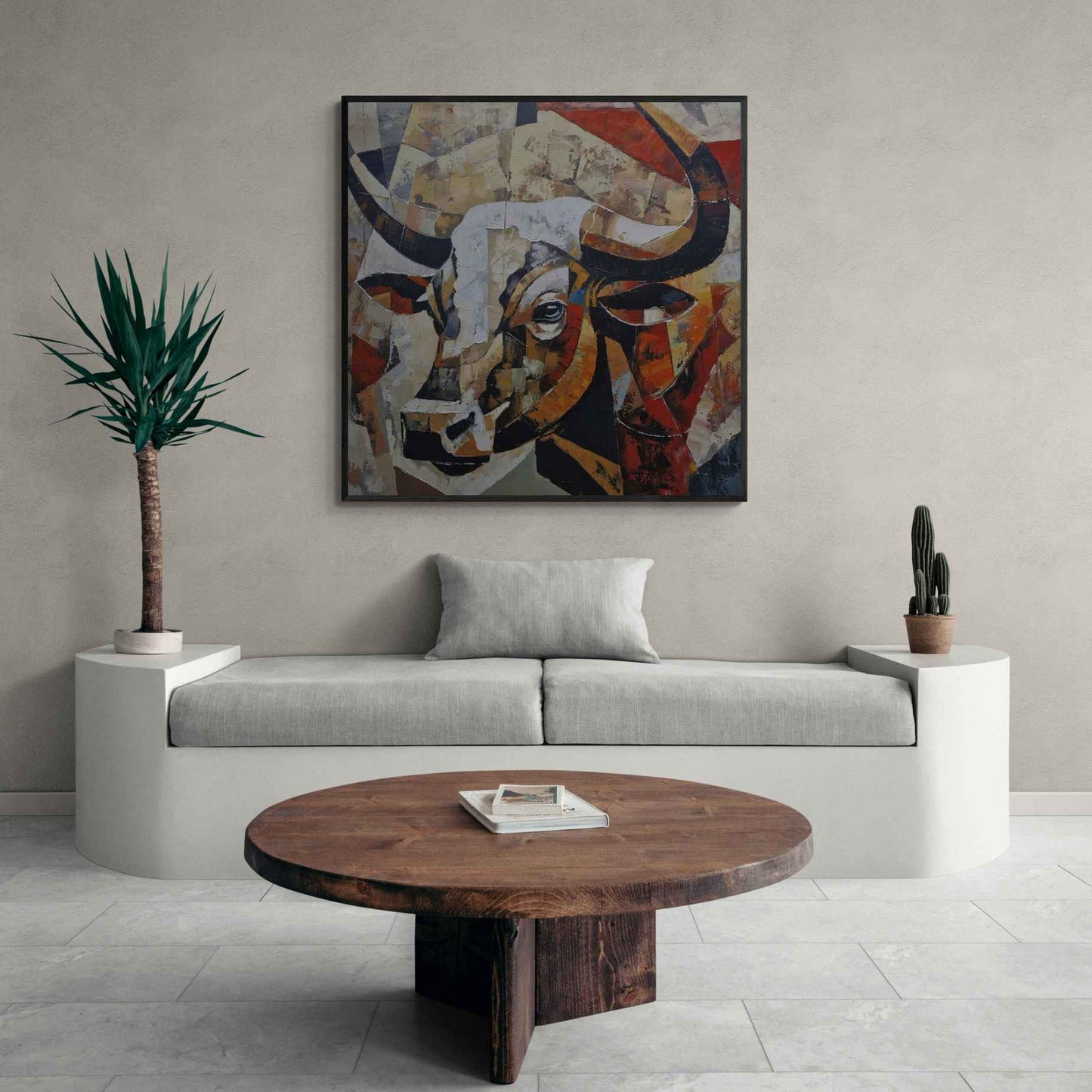 Cuadro decorativo toro de inspiración moderna y arte abstracto cubista