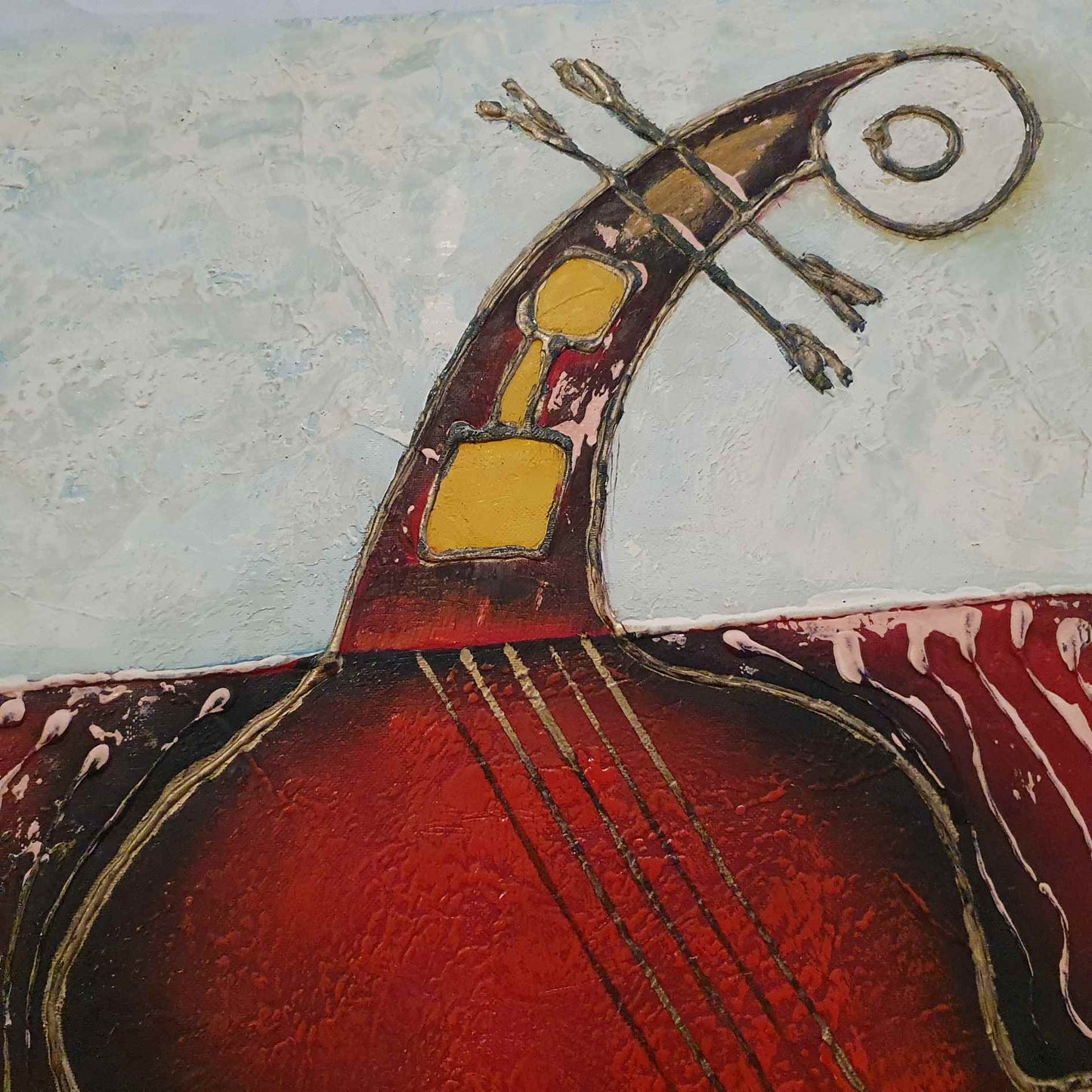 Cuadro al oleo de guitarra abstracta decorativo