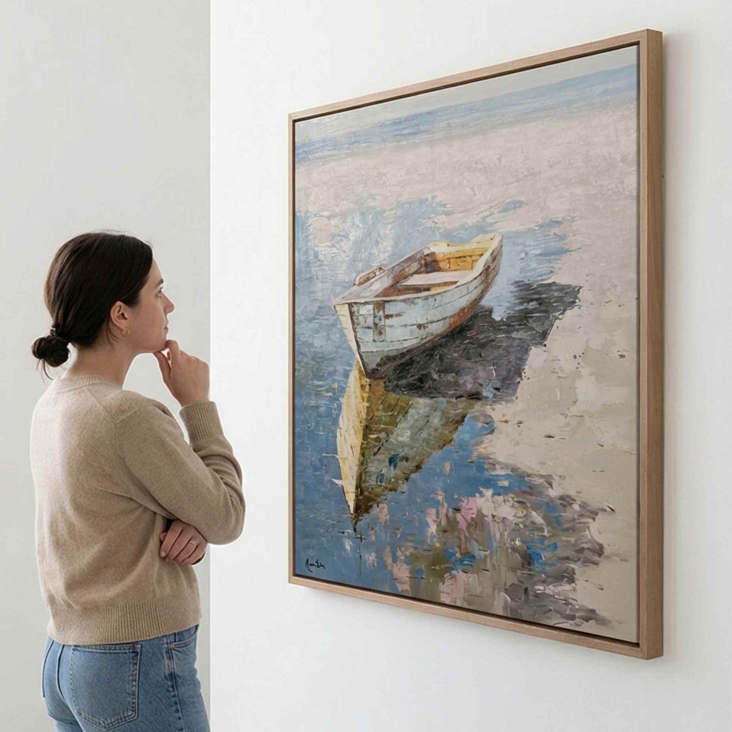Decoración de interiores con pintura al óleo de paisaje marino