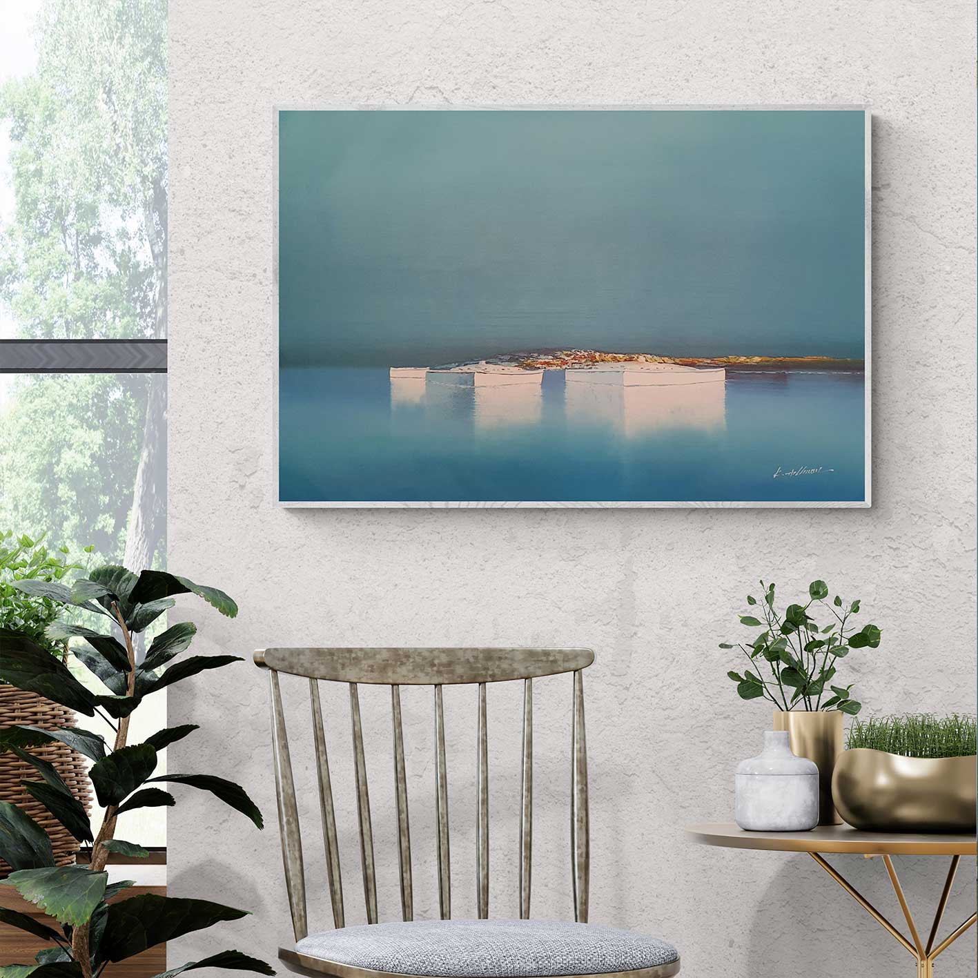 Pintura al óleo hecha a mano inspirada en estilo contemporáneo