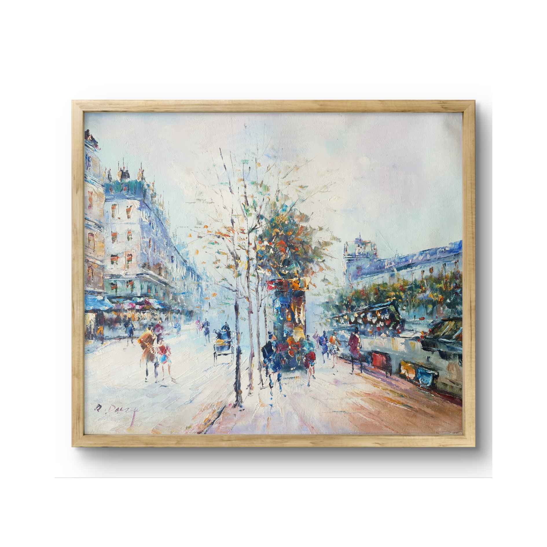Cuadro al óleo sobre lienzo estilo impresionista de ciudad de París 50x40 cm