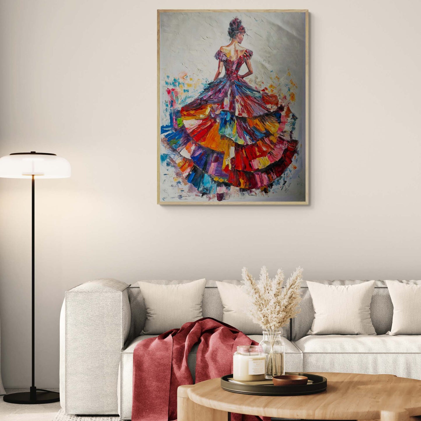 Pintura decorativa moderna mujer vista de espaldas
