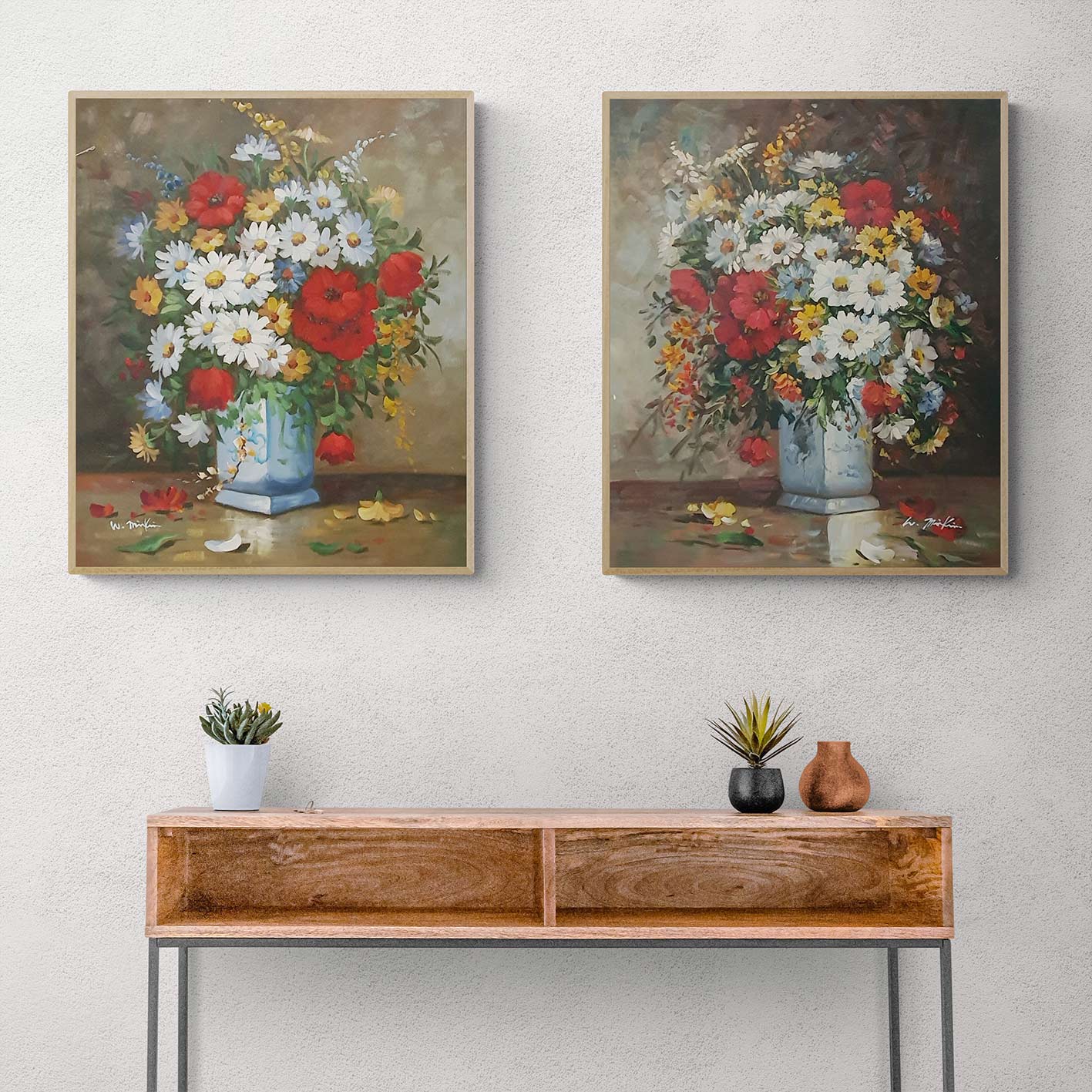 Cuadro en pareja de jarron de flores 1