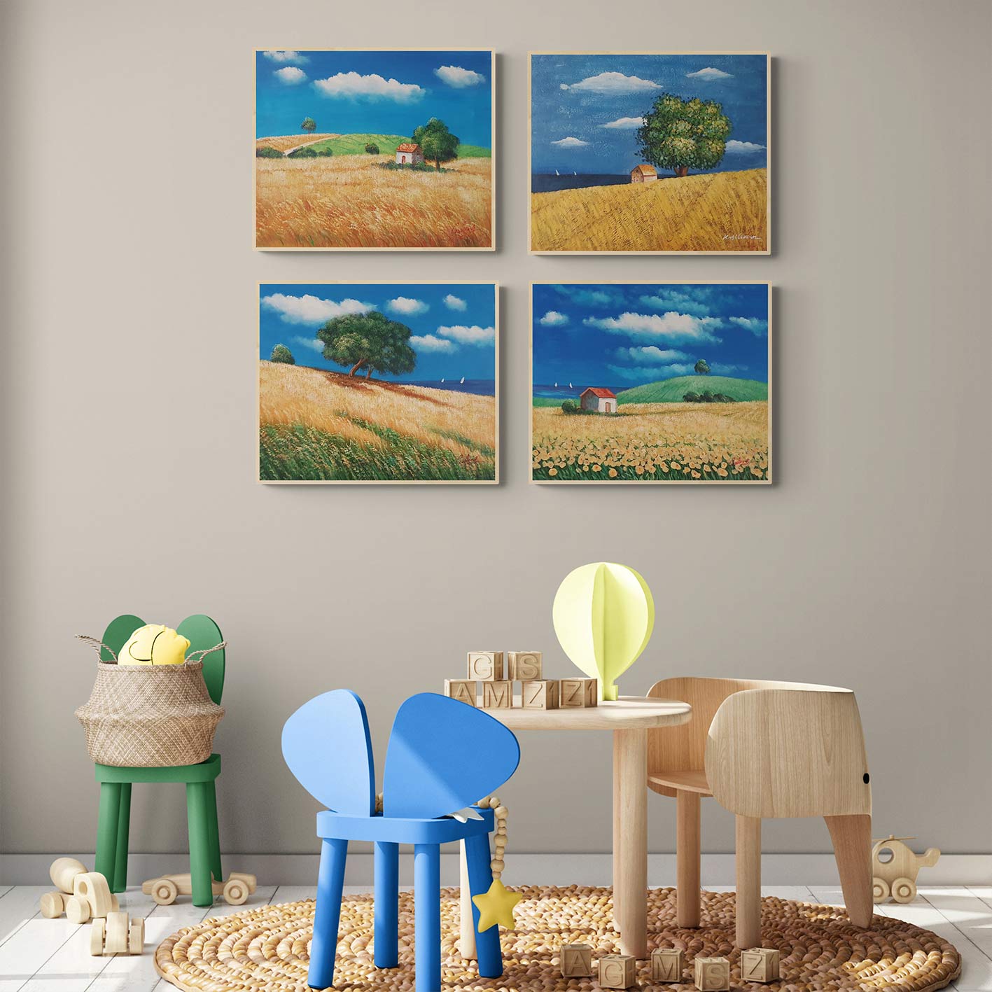 Cuadros en el Campo Mural 50x60 cm [4 piezas]