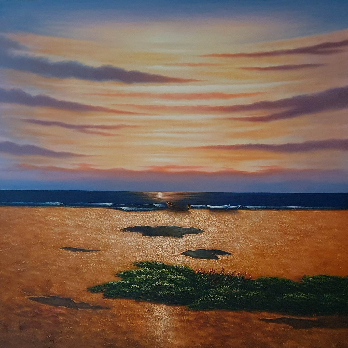 Cuadro Diptico Marinas Tierra 80x80 cm [2 piezas]