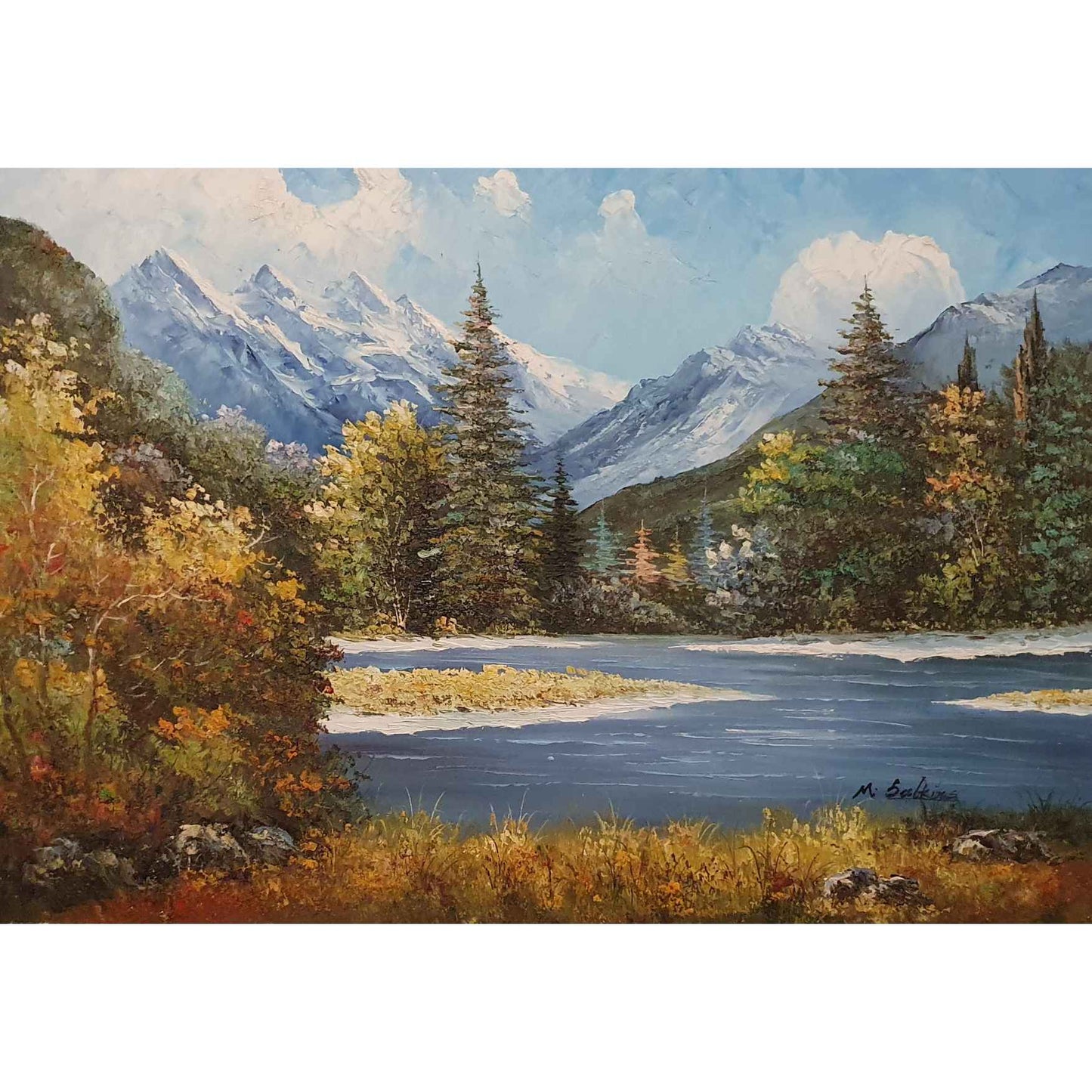 Cuadro El Lago Entre Montañas 90x60 cm