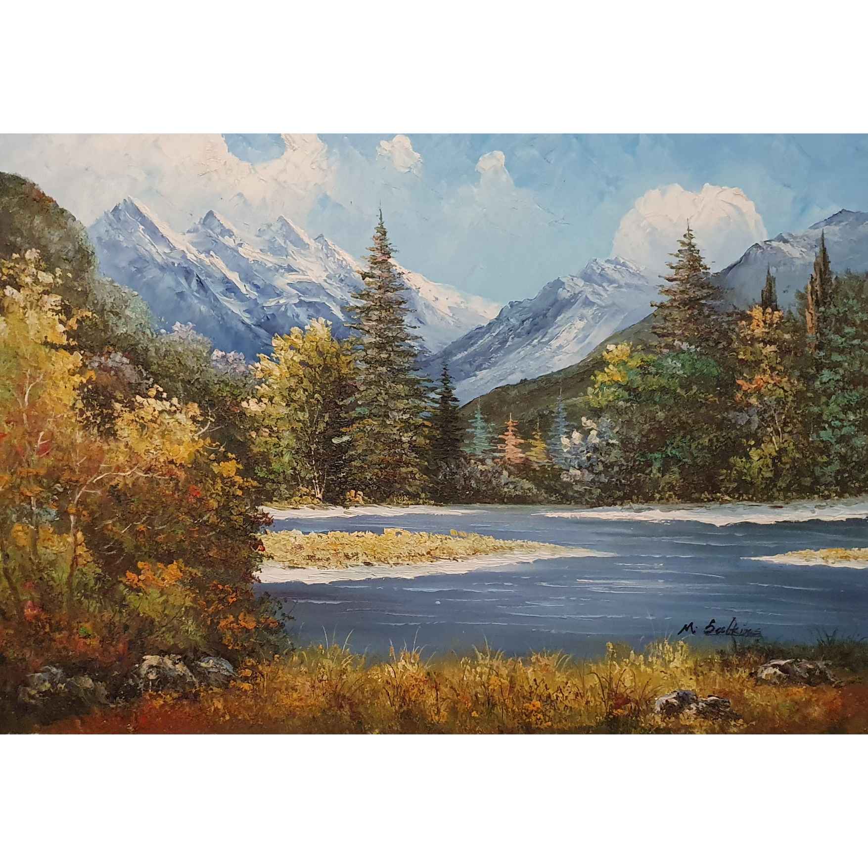 Cuadro El Lago Entre Montañas 90x60 cm