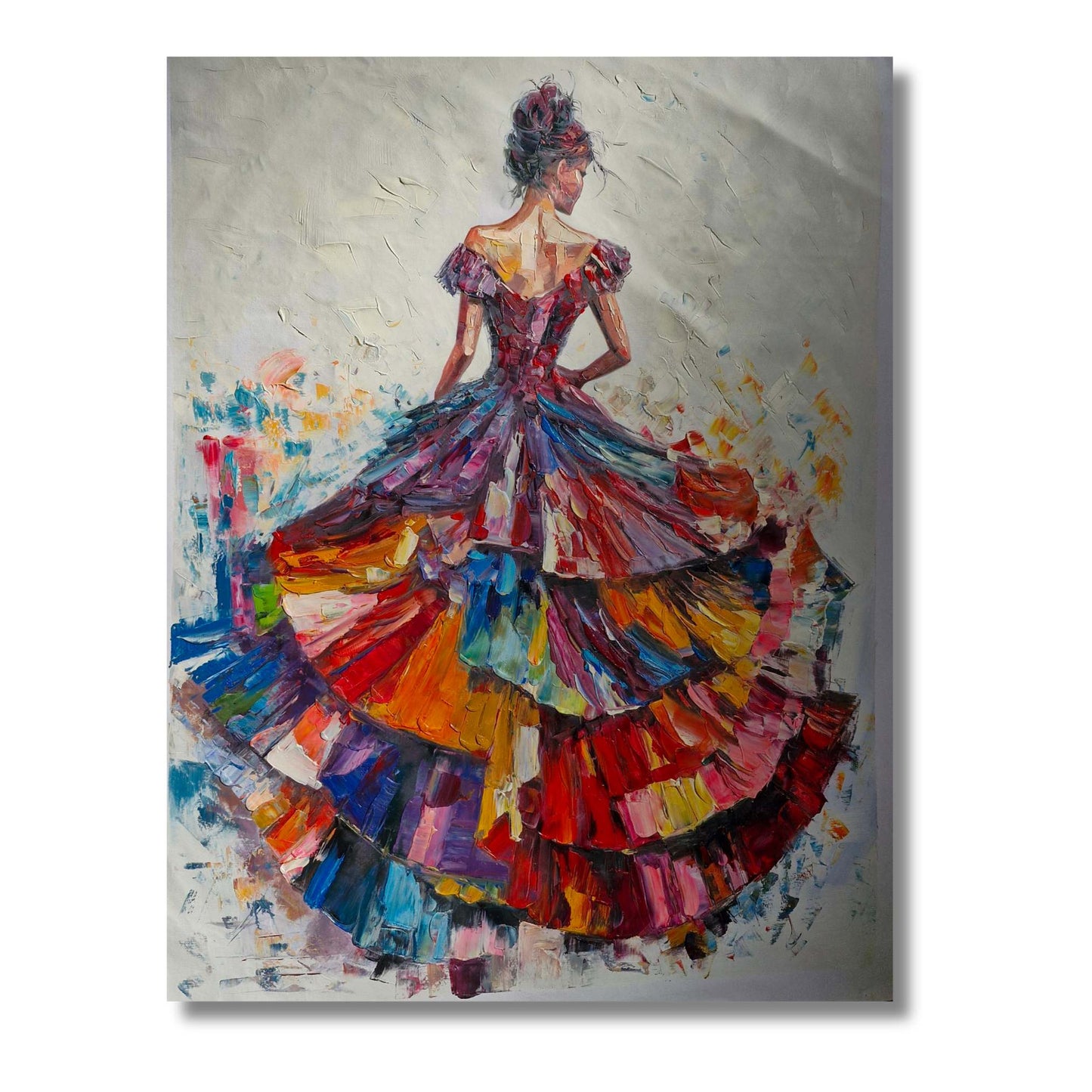 Cuadro de mujer elegante pintado con espátula