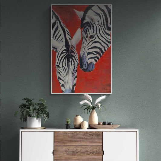 Pintura Cebra Modern Roja 69x97 cm