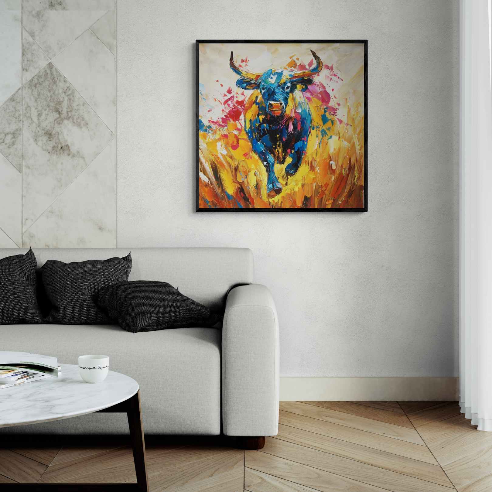 Cuadro al Oleo Bravura y Nobleza abstracto moderno agresivo colores
