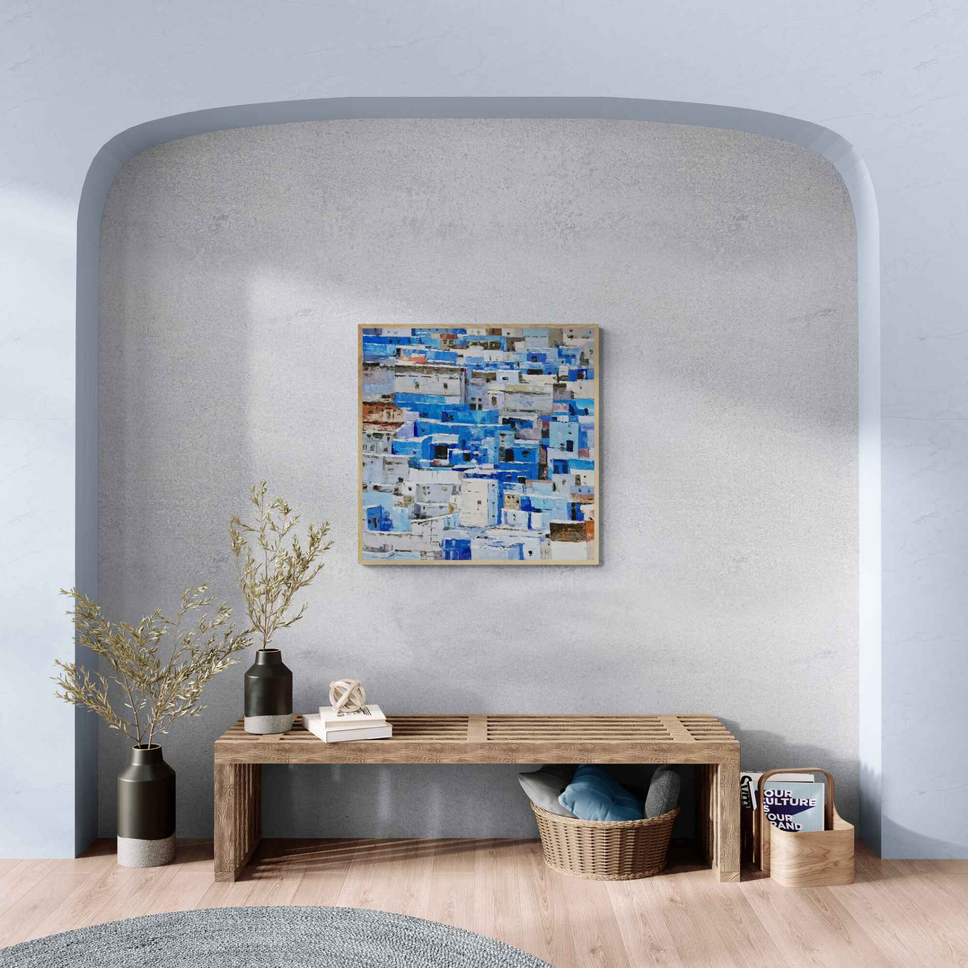 Pintura azul moderna para decoración de interiores