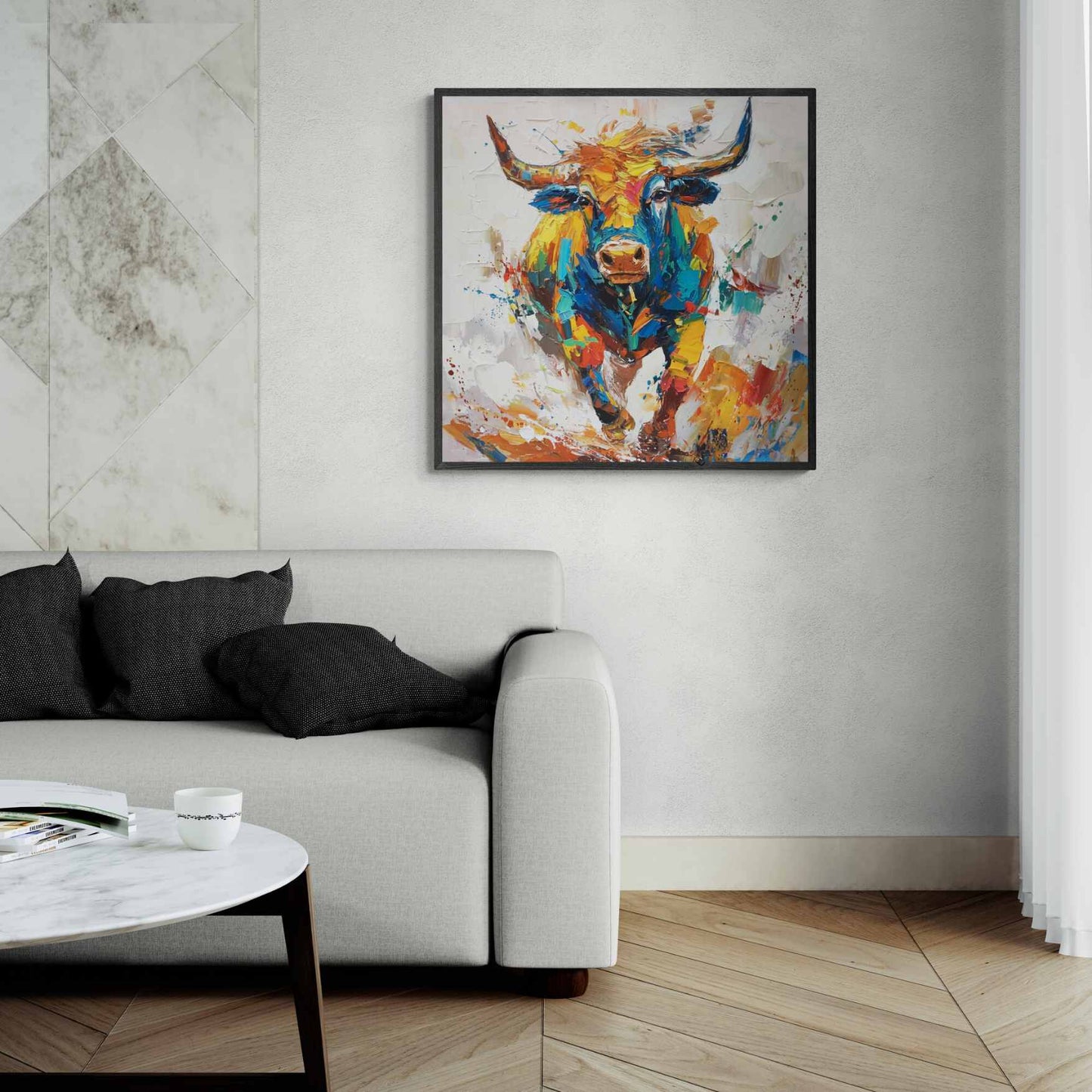 Pintura al oleo toro bravo abstracto