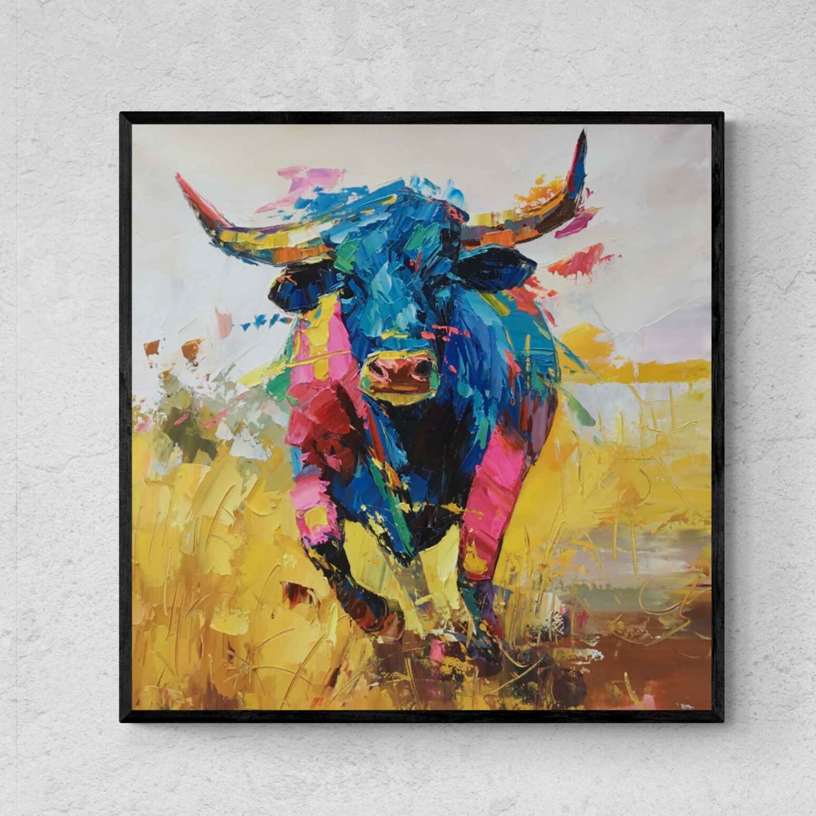 Pintura al oleo toro bravo español abstracto