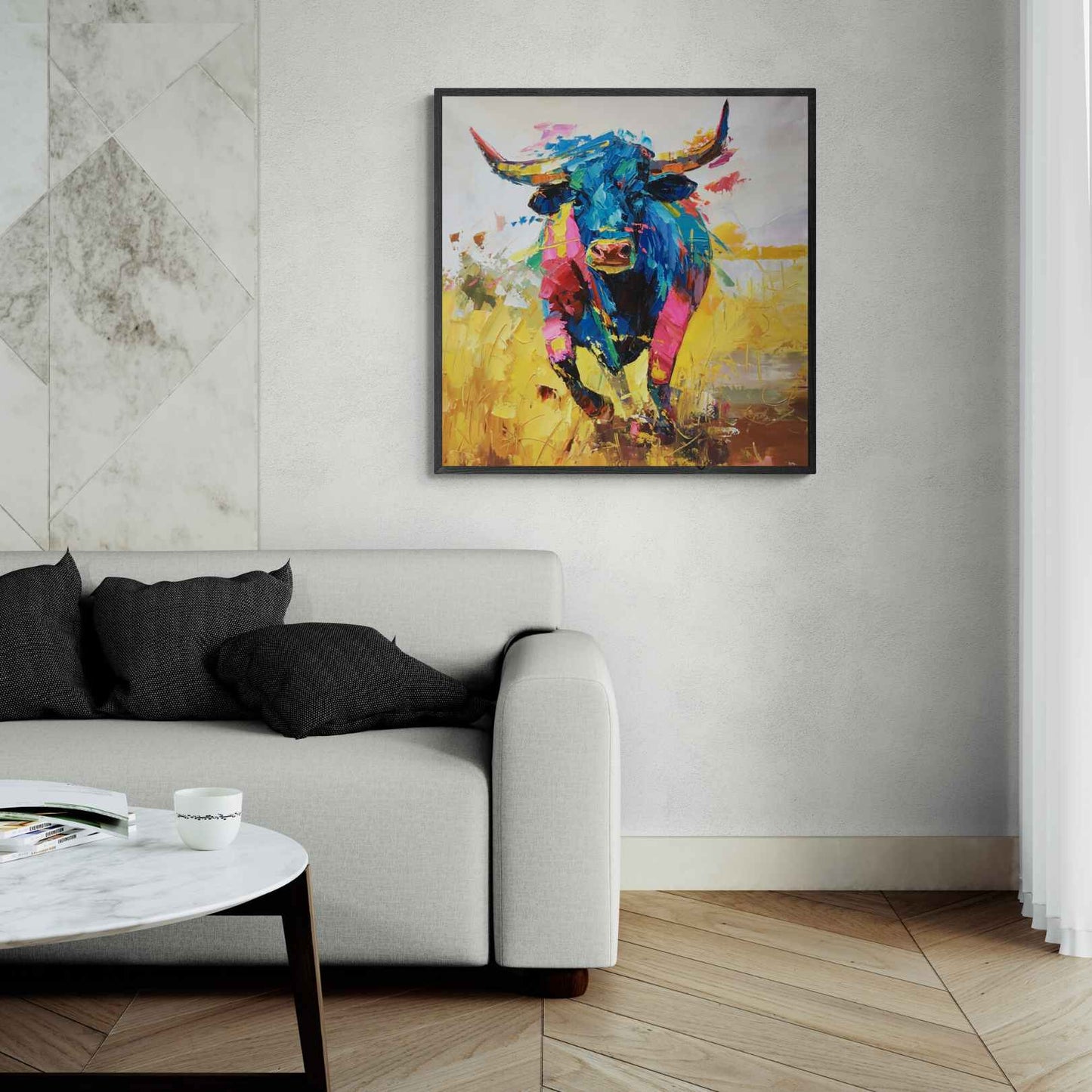 Pintura al oleo toro bravo español abstracto