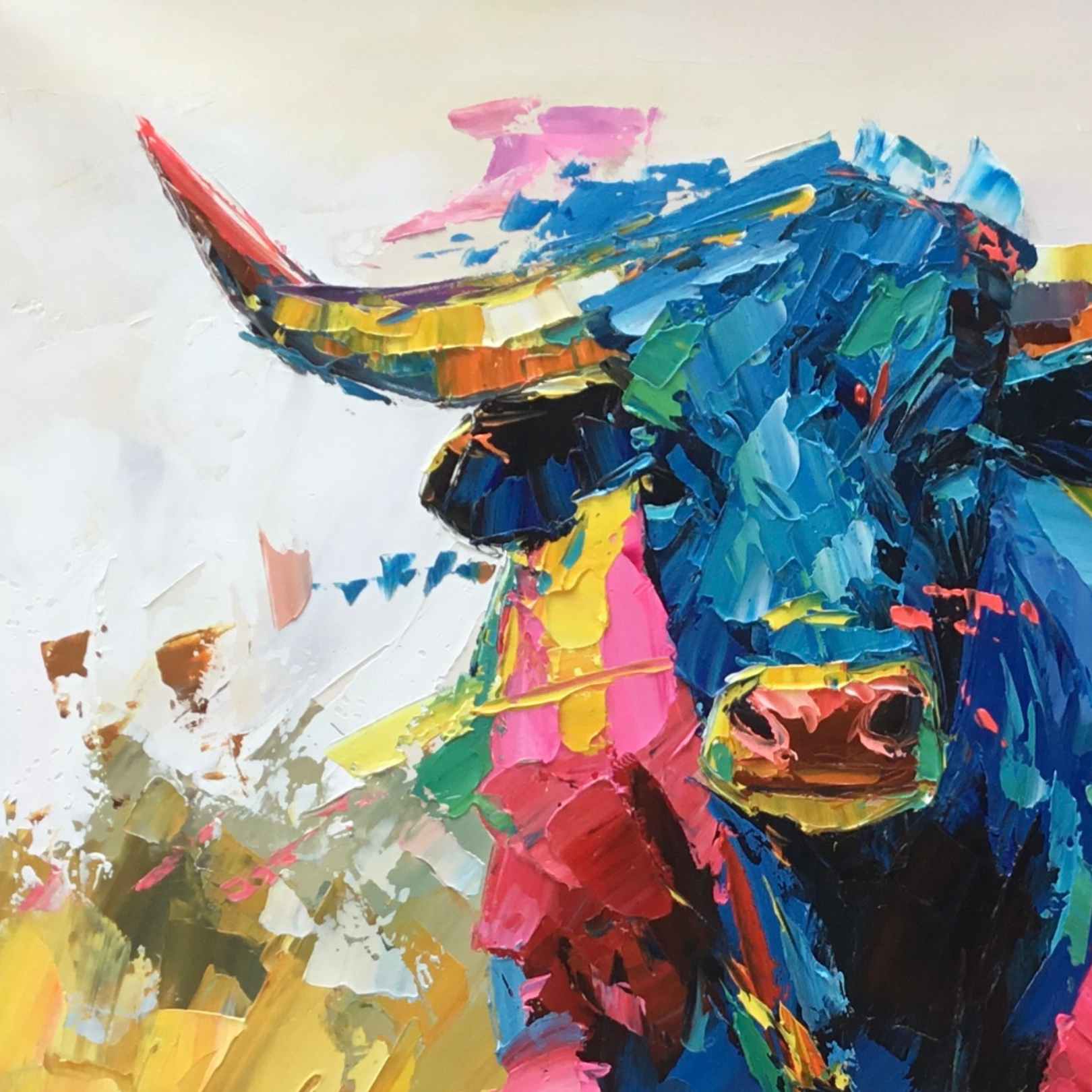 Pintura al oleo toro bravo español abstracto