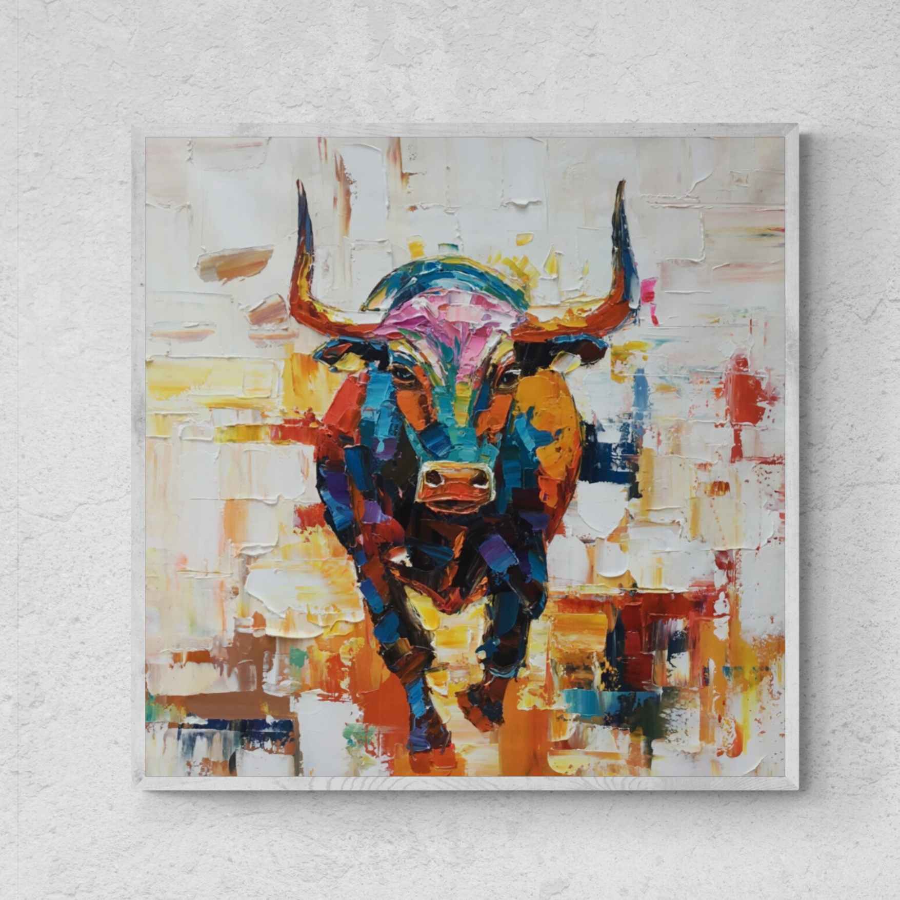 Pintura al oleo toro bravo español abstracto  original
