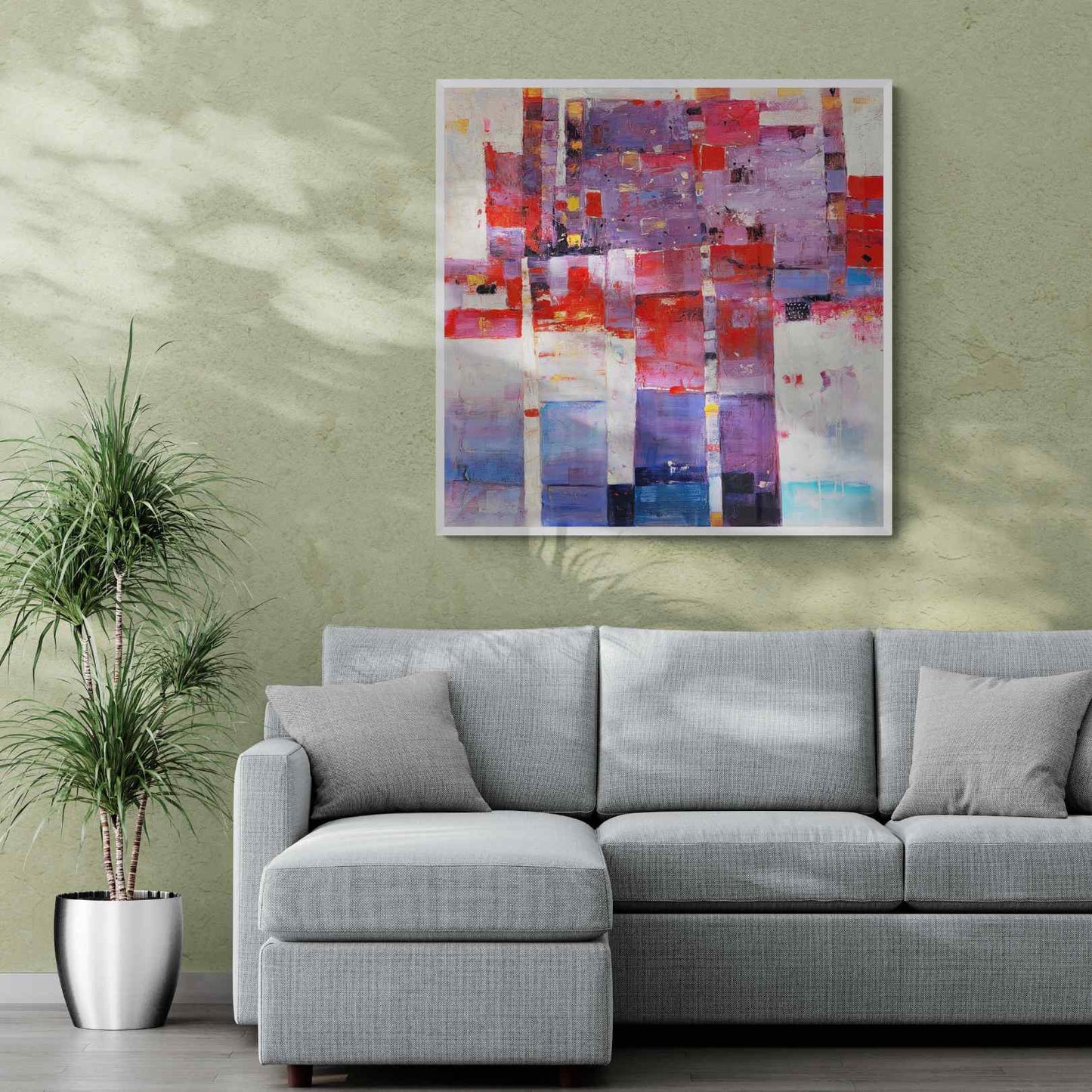 Pintura óleo Abstracta colores rojos y violetas