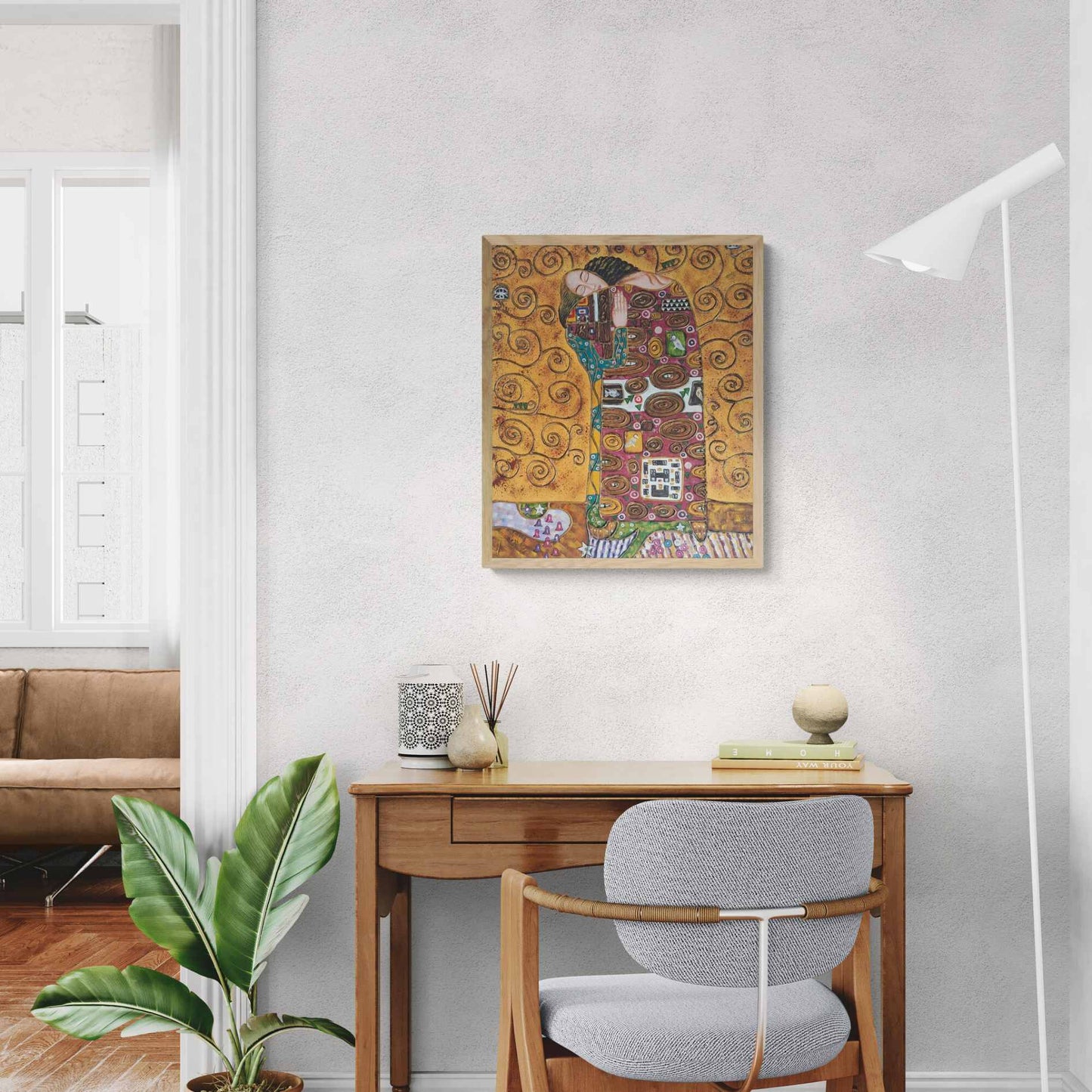 Pintura artística con espirales dorados Klimt