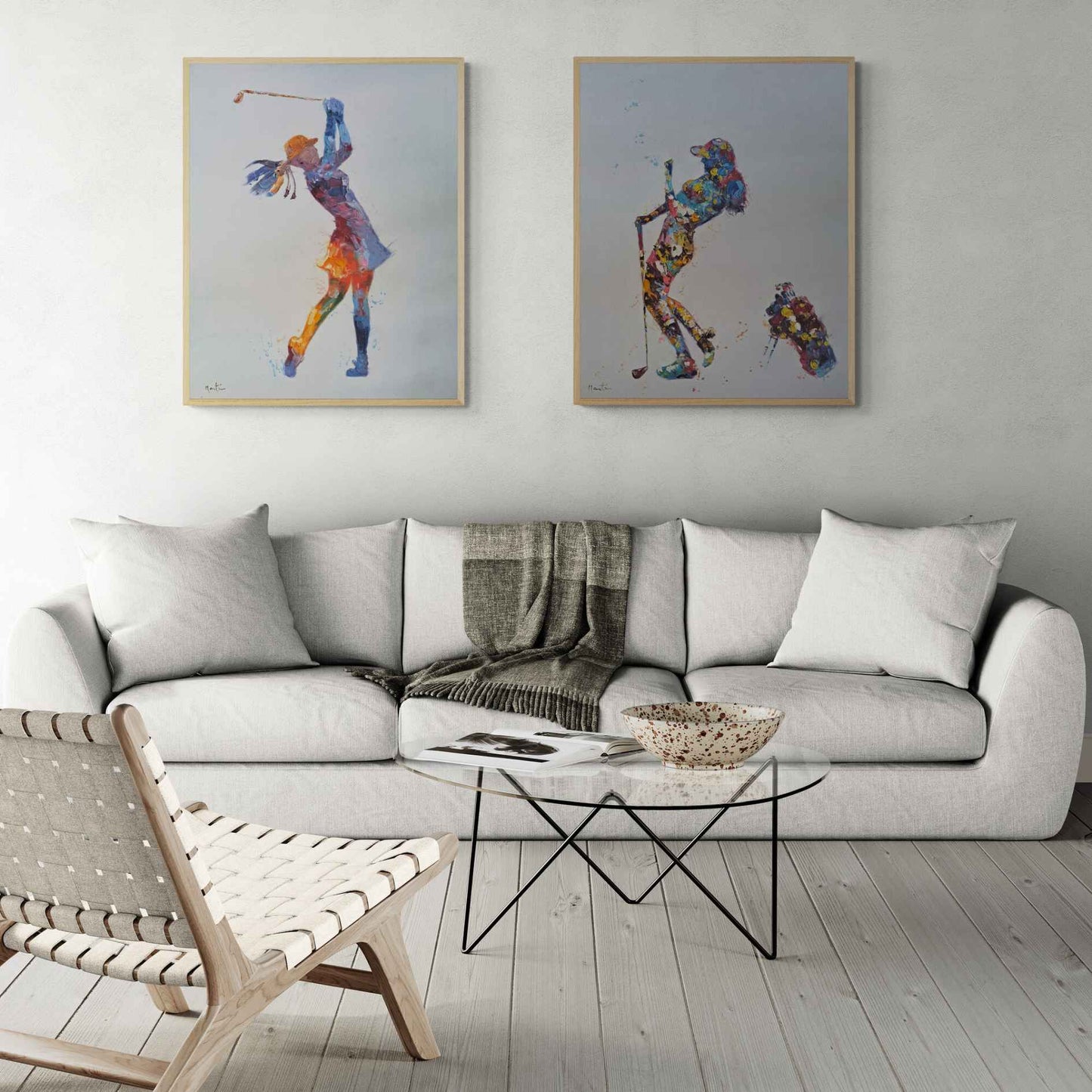 Set de arte al óleo con temática deportiva femenina


