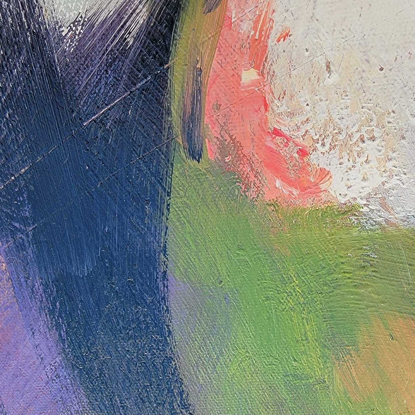Detalle de textura de lienzo decorativo con perfil humano en estilo abstracto