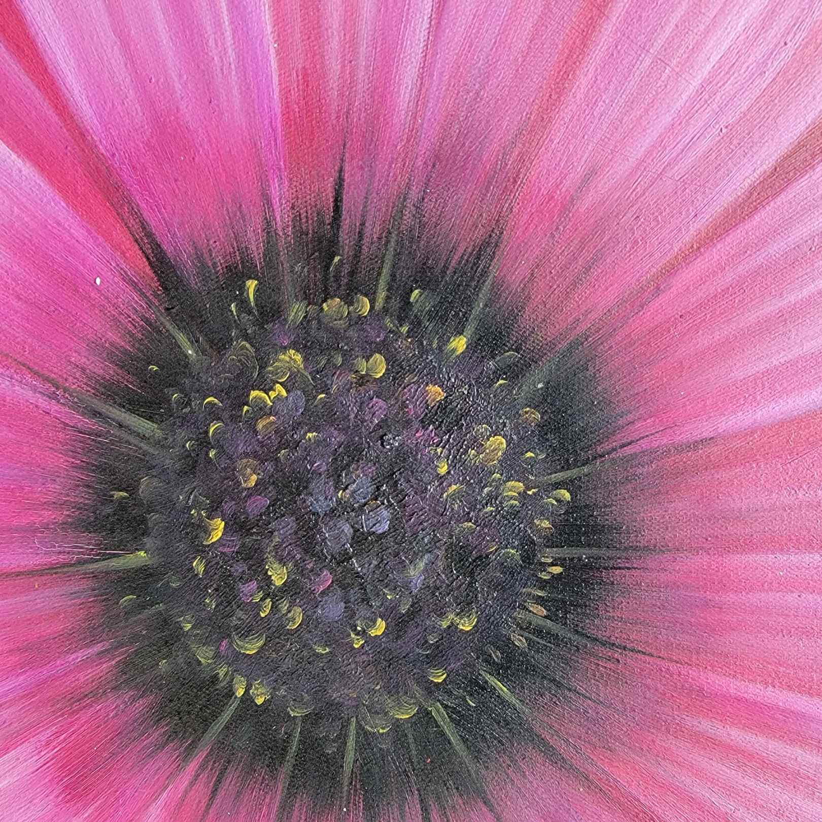 Detalle de textura de cuadro con flor rosa para decoración de interiores