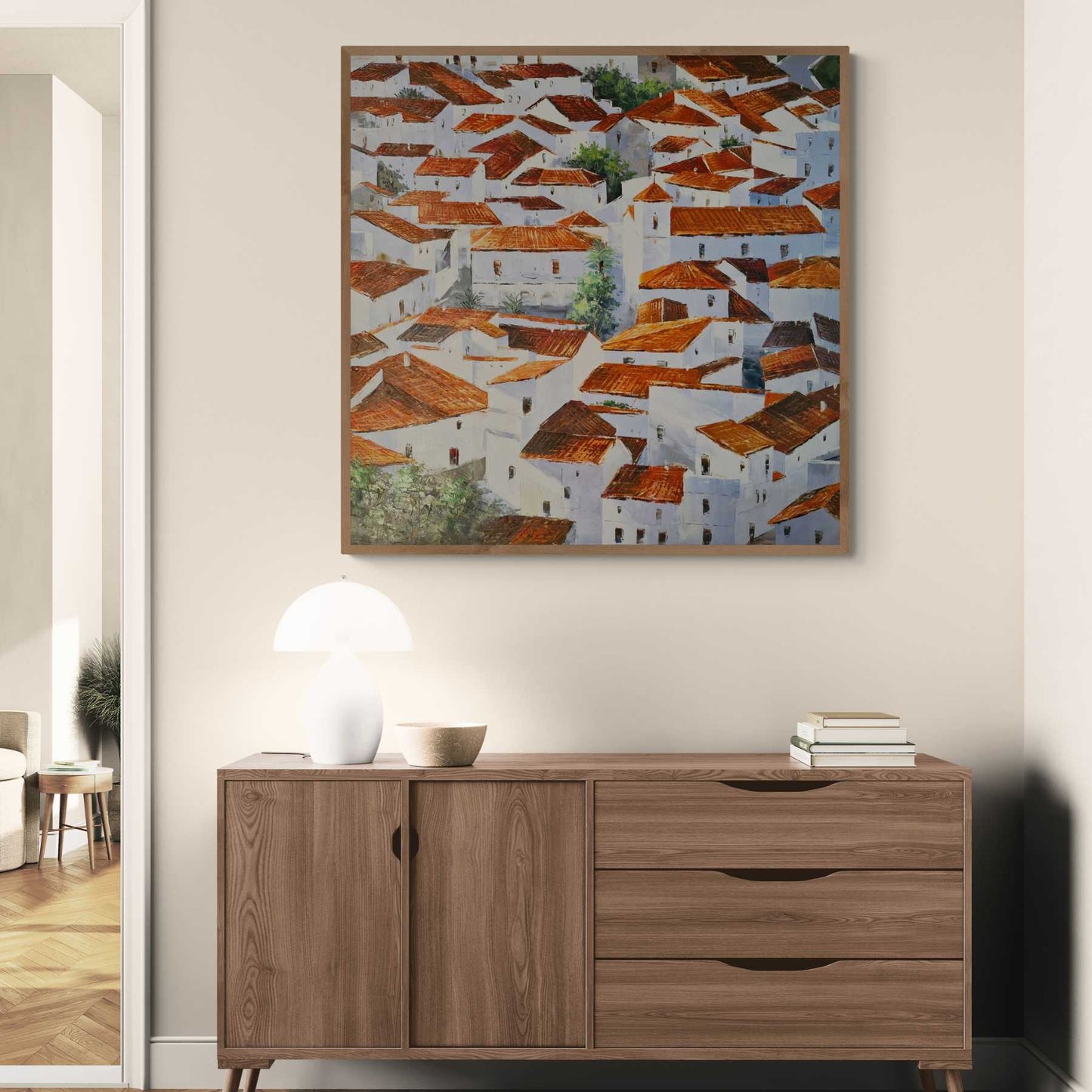 Pintura urbana tradicional de estilo mediterráneo decoración de pared