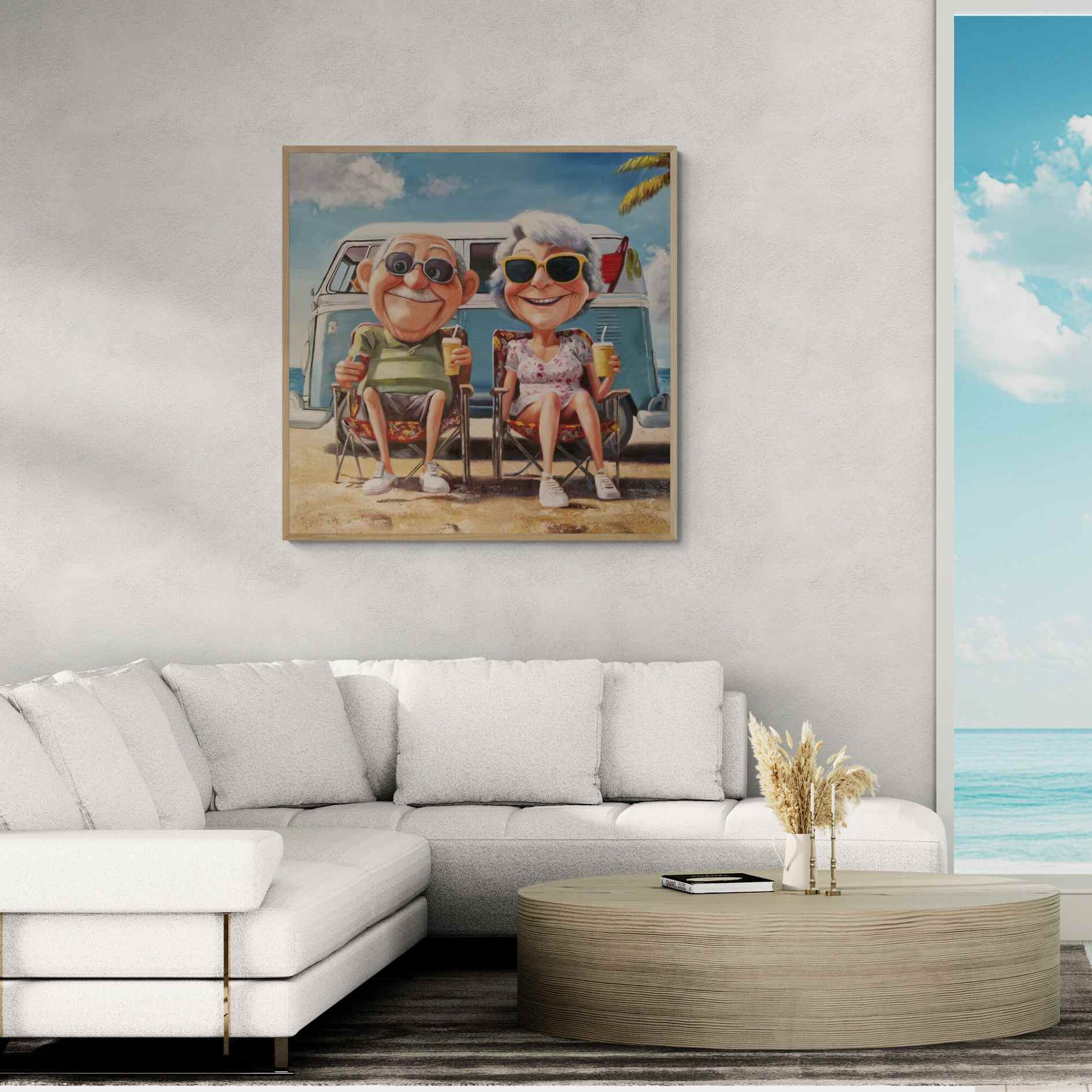 Arte decorativo en lienzo con temática de vacaciones