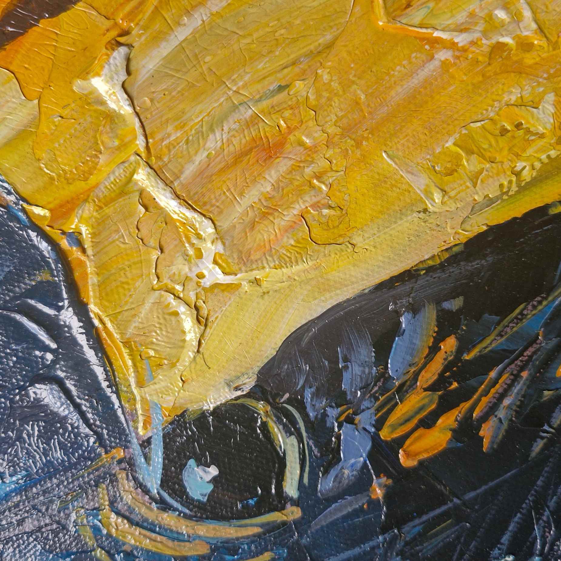 Pintura de un toro con fondo texturizado, resaltando la fuerza del animal con un estilo vibrante y contemporáneo