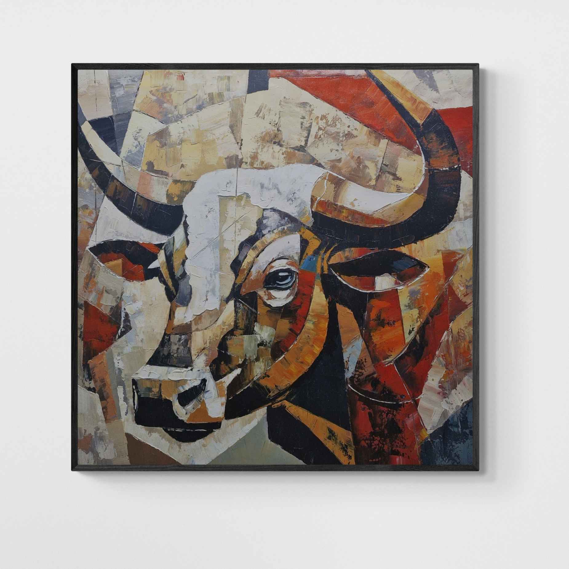 Pintura cubista de animal con técnica al óleo