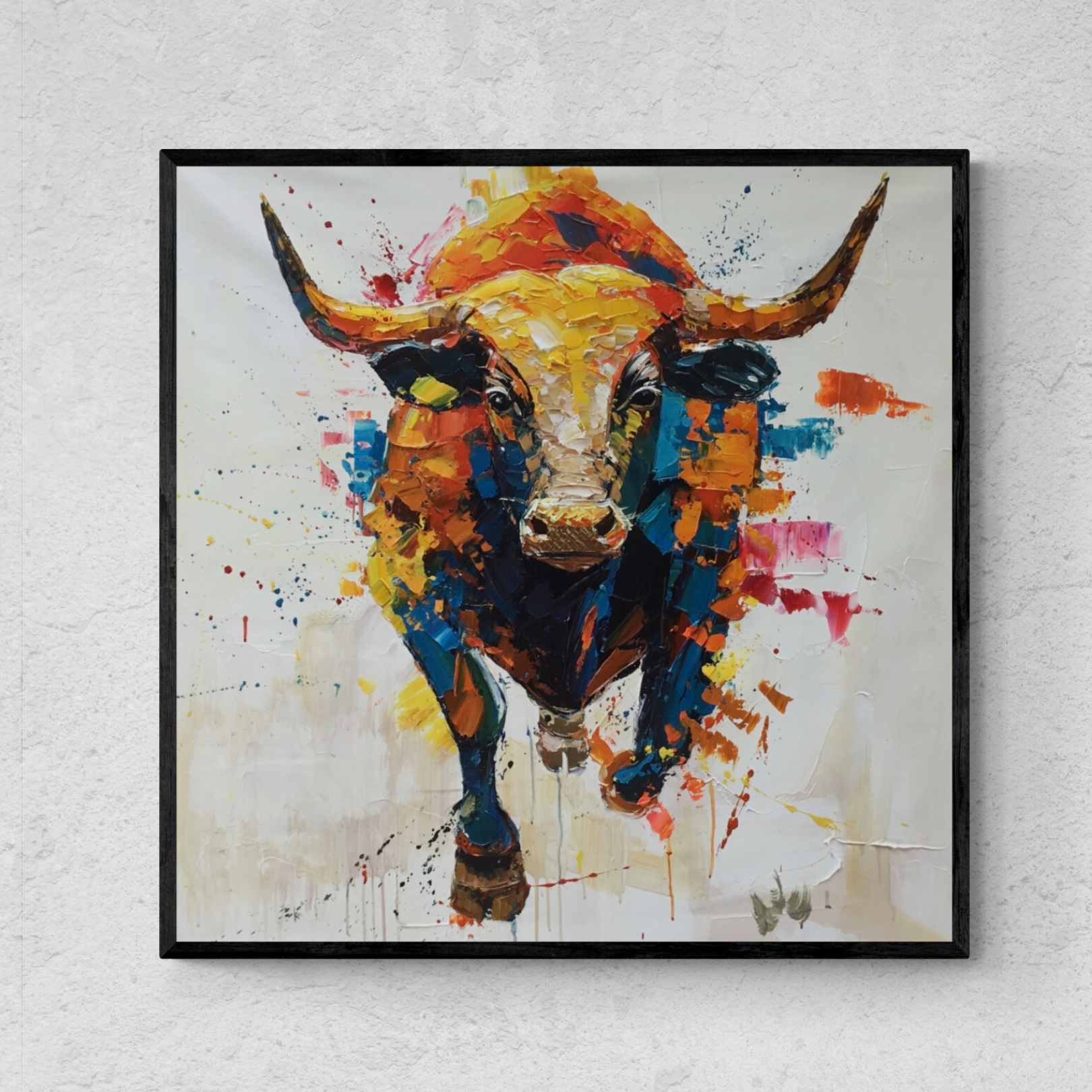 cuadro al oleo toro bravo abstracto moderno agresivo