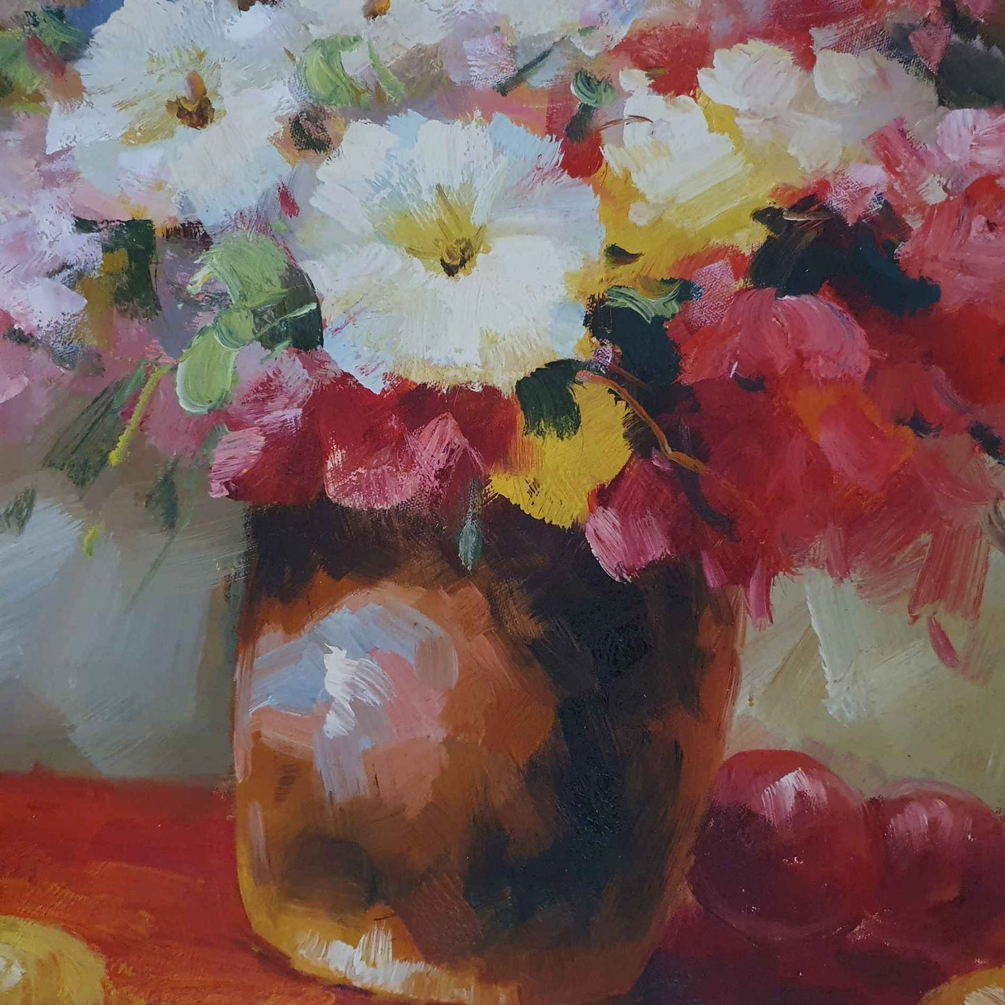 textura de cuadro de flores pintada a mano de flores al oleo lista para colgar