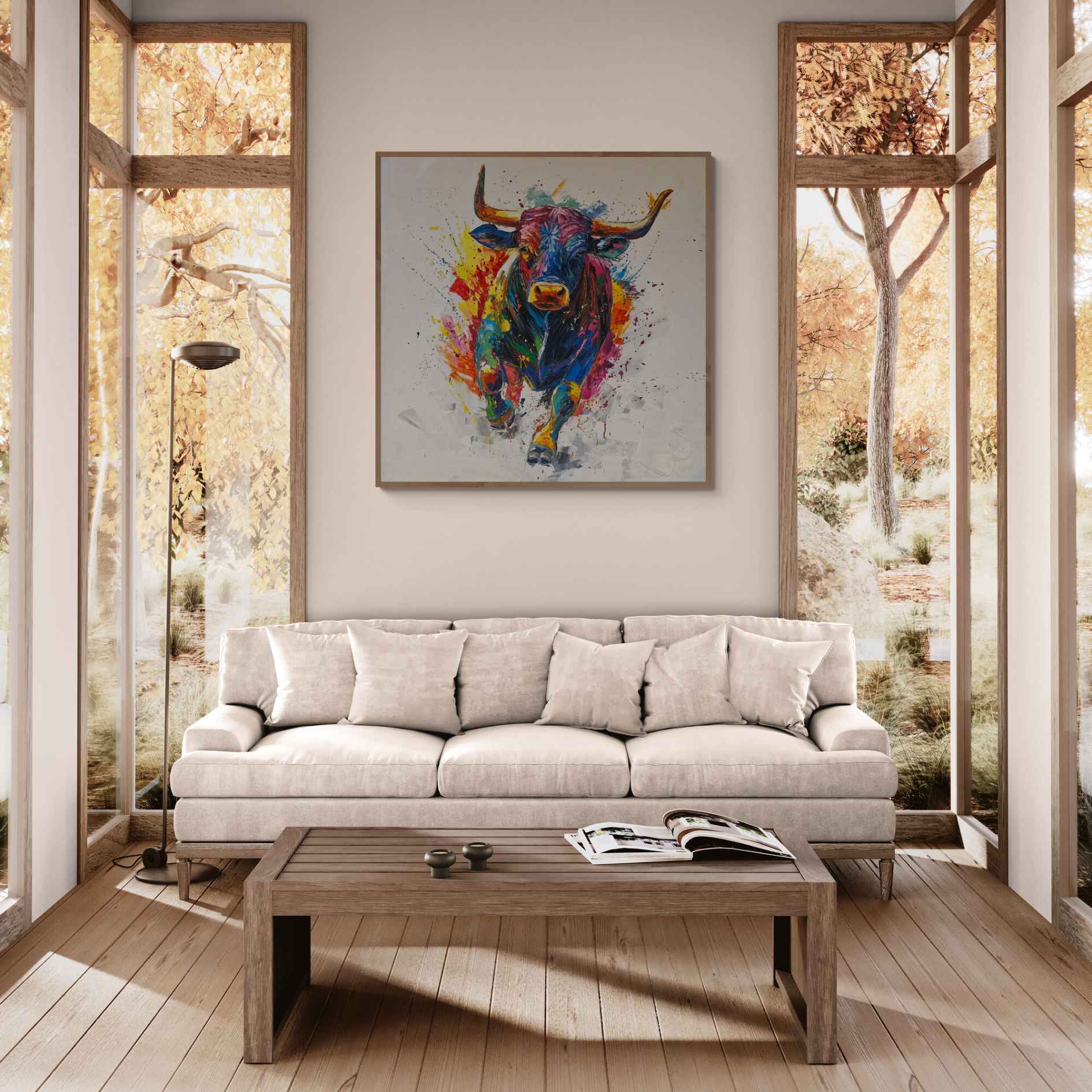 Pintura decorativa de toro en estilo moderno


