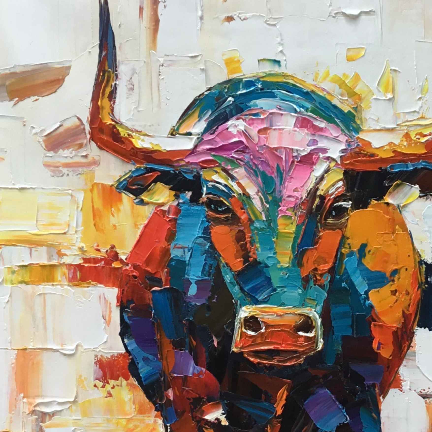 texturas Pintura al oleo toro bravo español abstracto  original