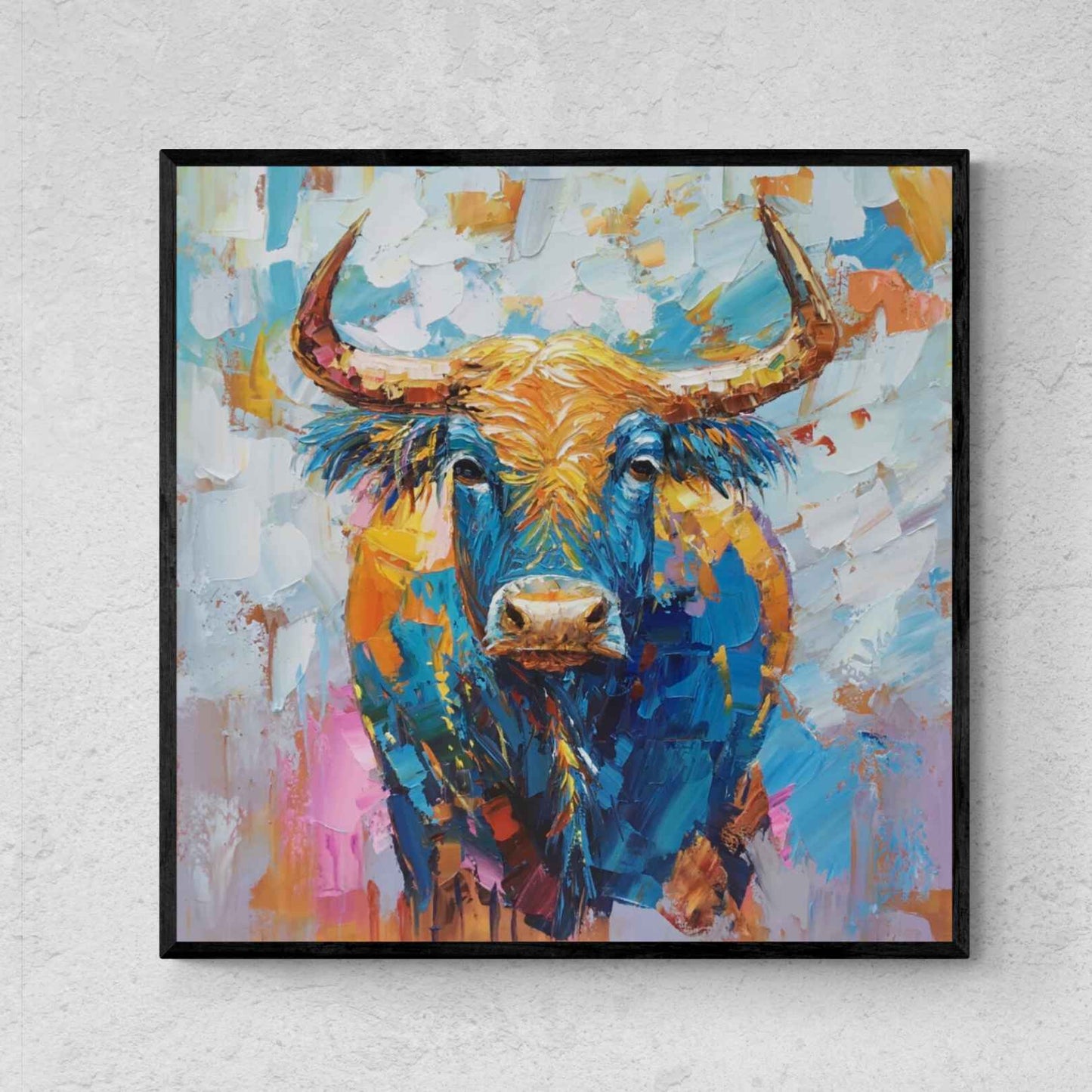texturas Pintura al oleo toro bravo español abstracto  original hecha a mano