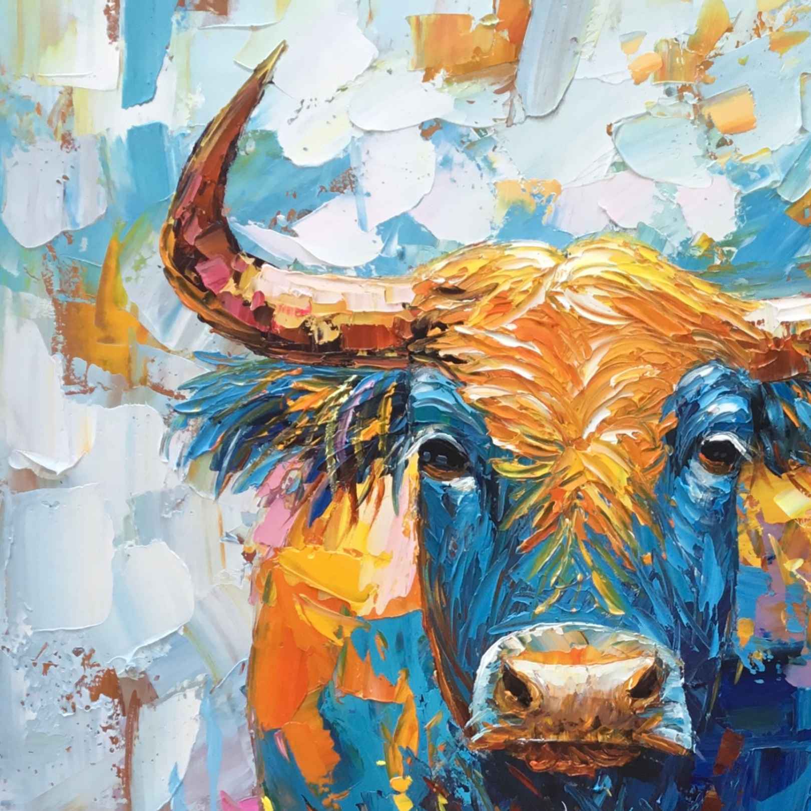 texturas Pintura al oleo toro bravo español abstracto  original hecha a mano