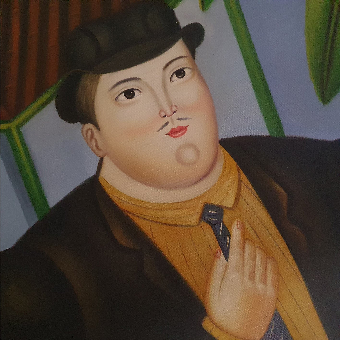 Botero Gemälde Mann mit Hund 50x60 cm