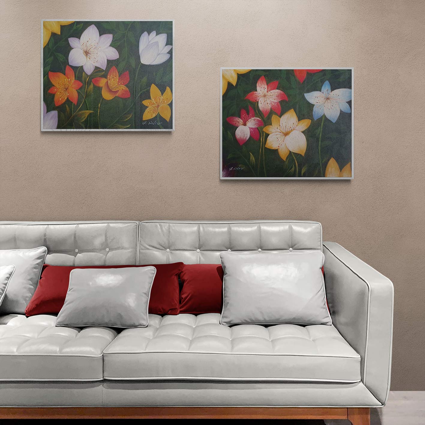 Blumengarten-Gemälde 50x60 cm [2 Stück]