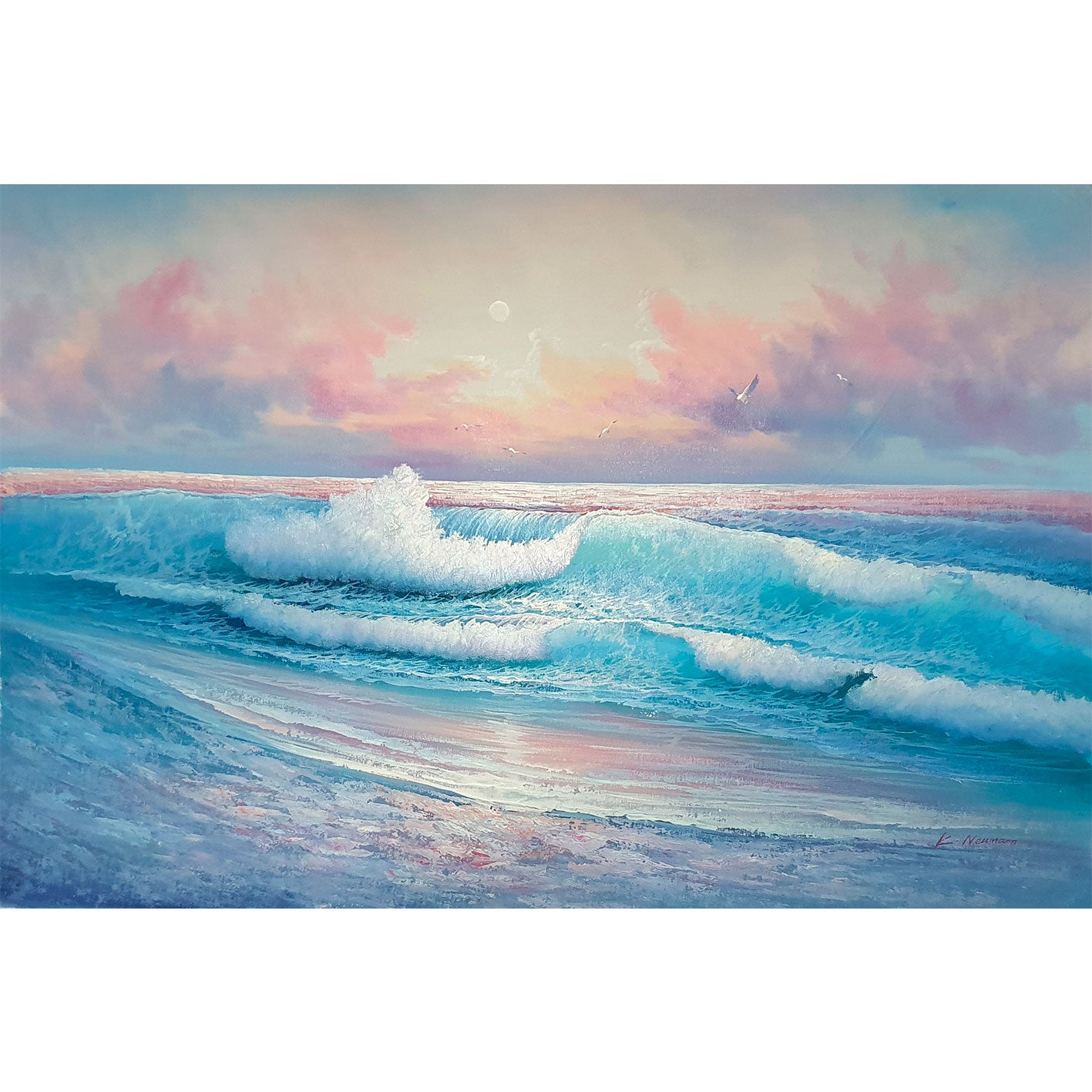 Sonnenuntergang-Marinegemälde 90x60 cm