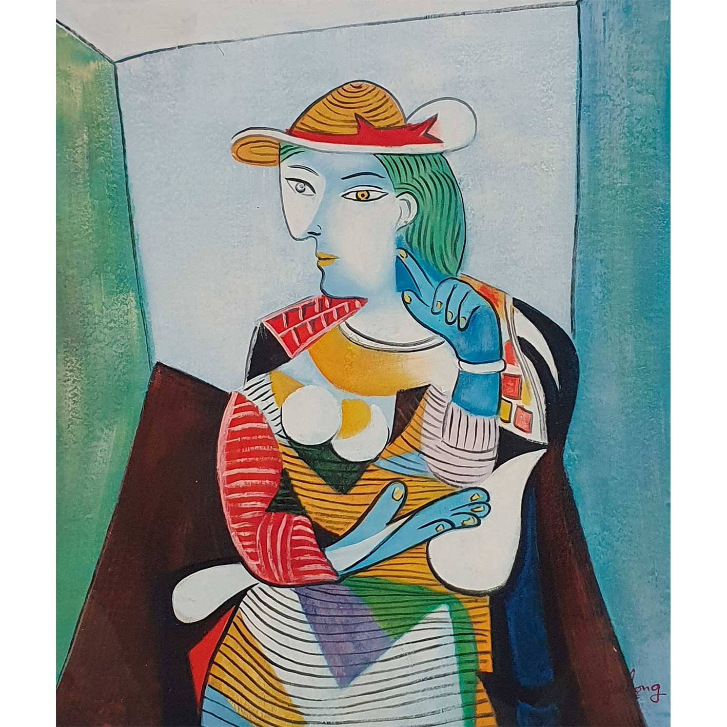 Picasso-Gemälde Sitzende Frau 50x60 cm