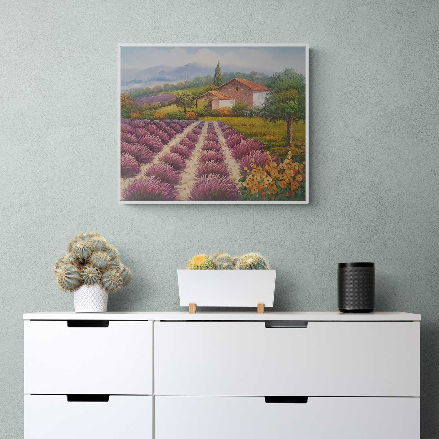Lavendel-Hüttenbild 60x50 cm