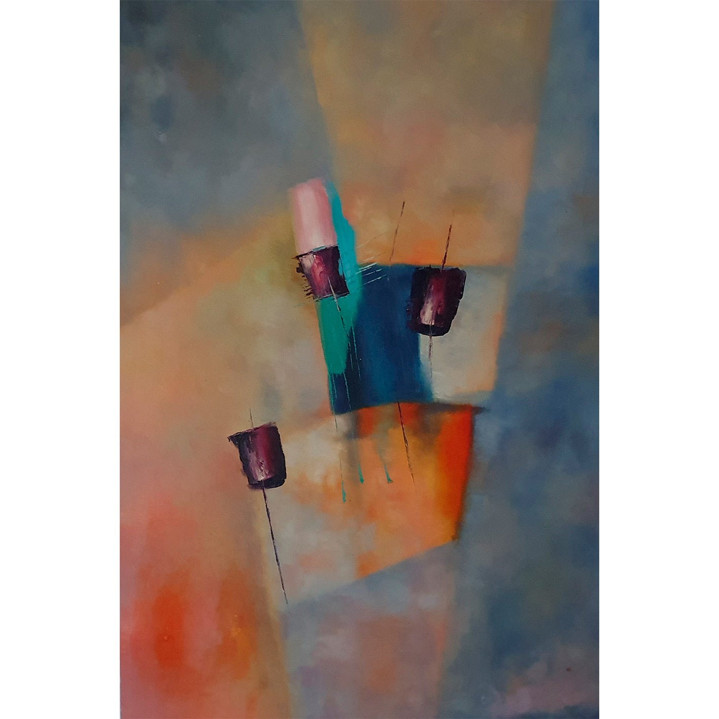 Pintura al óleo abstracta con toque minimalista y moderno ideal para salón