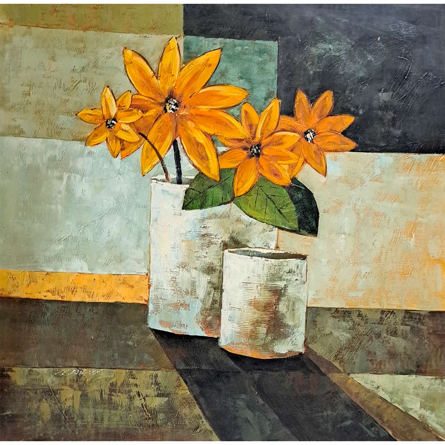 Cuadro Diptico Flores Intenso 80x80 cm [2 piezas]