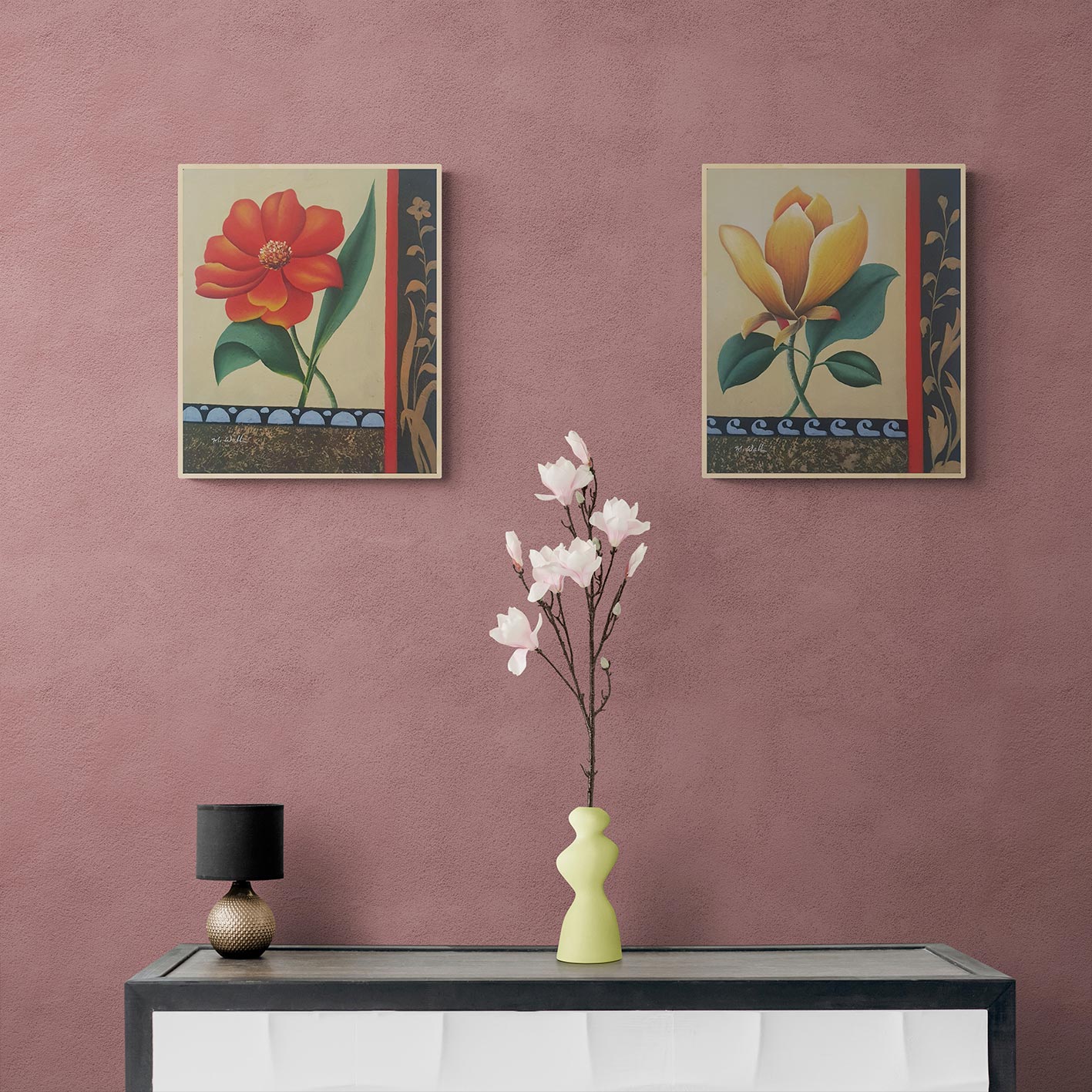 Cuadro Diptico Florido  50x60 cm [2 piezas]